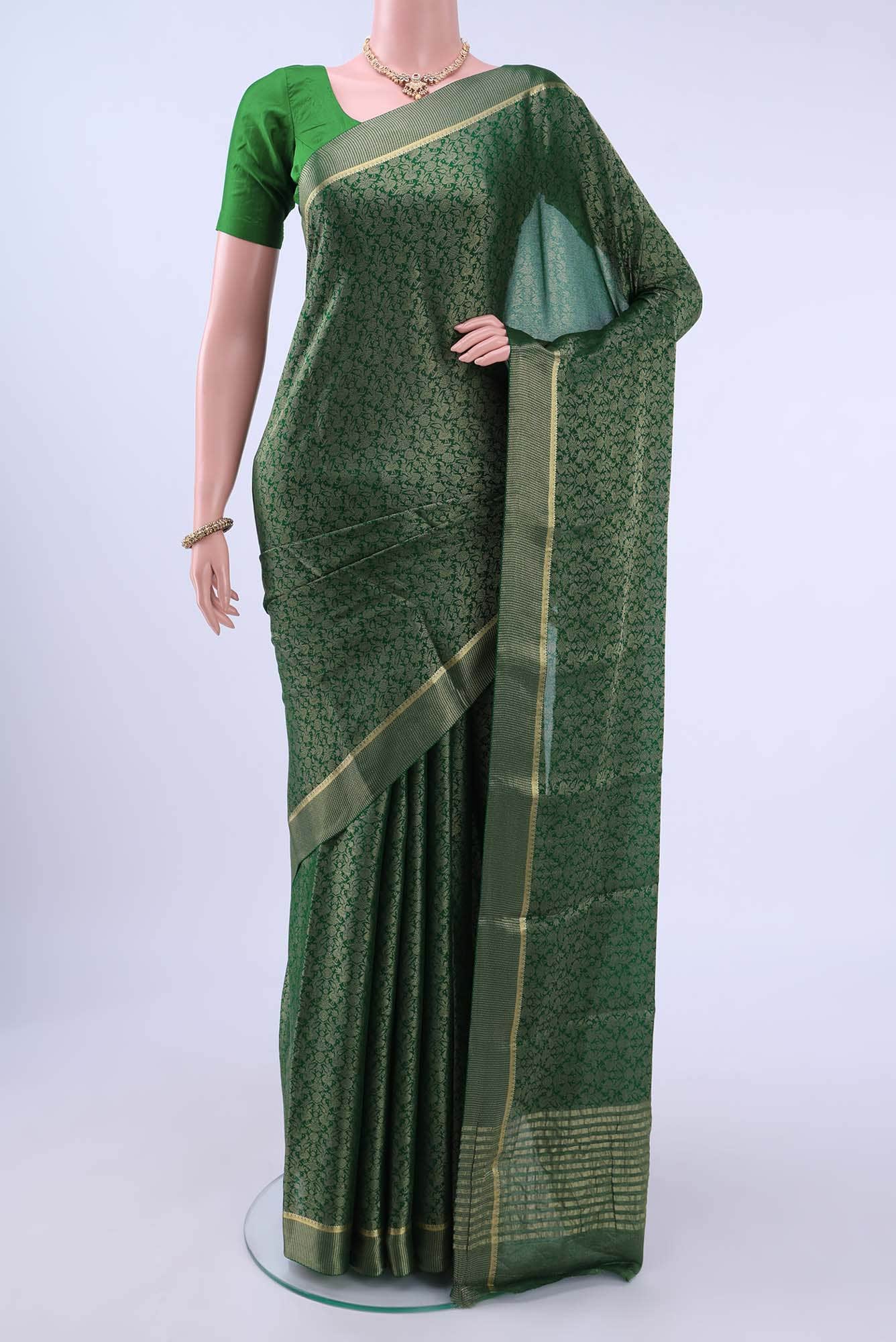 Bottle Green Mysore Georgette Saree