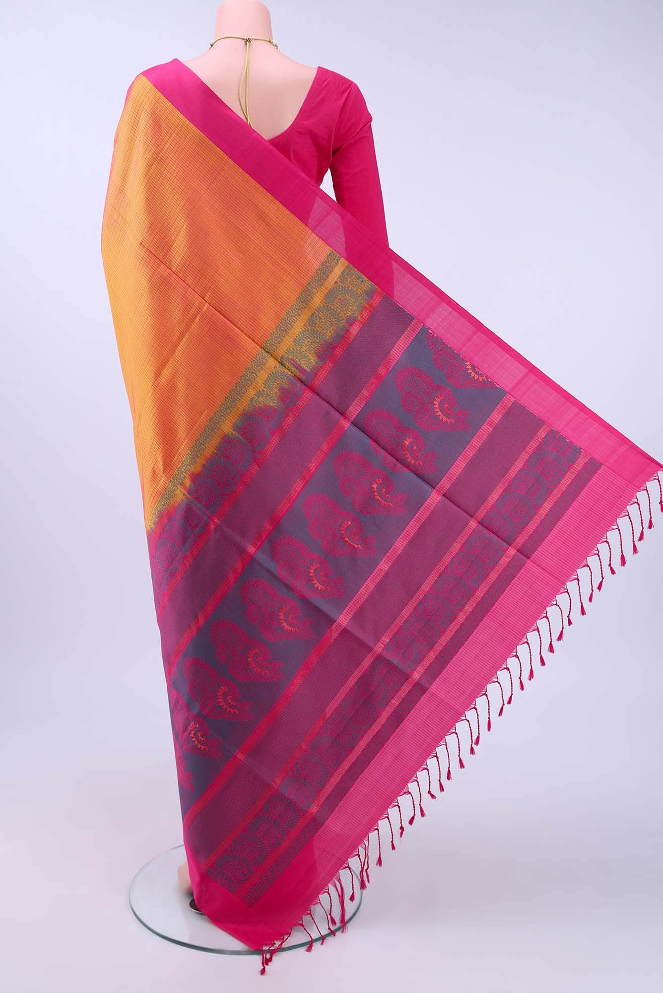 Brick Orange Soft Silk Saree