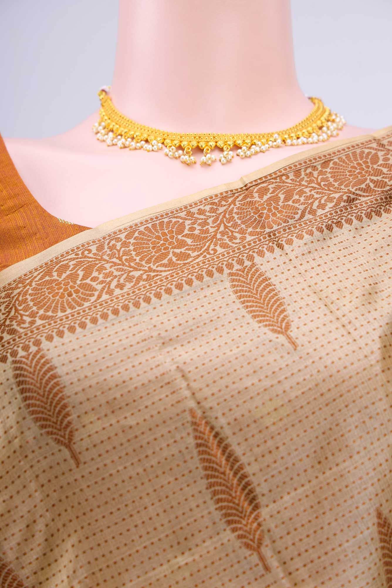 Beige Banarasi Raw Silk Saree