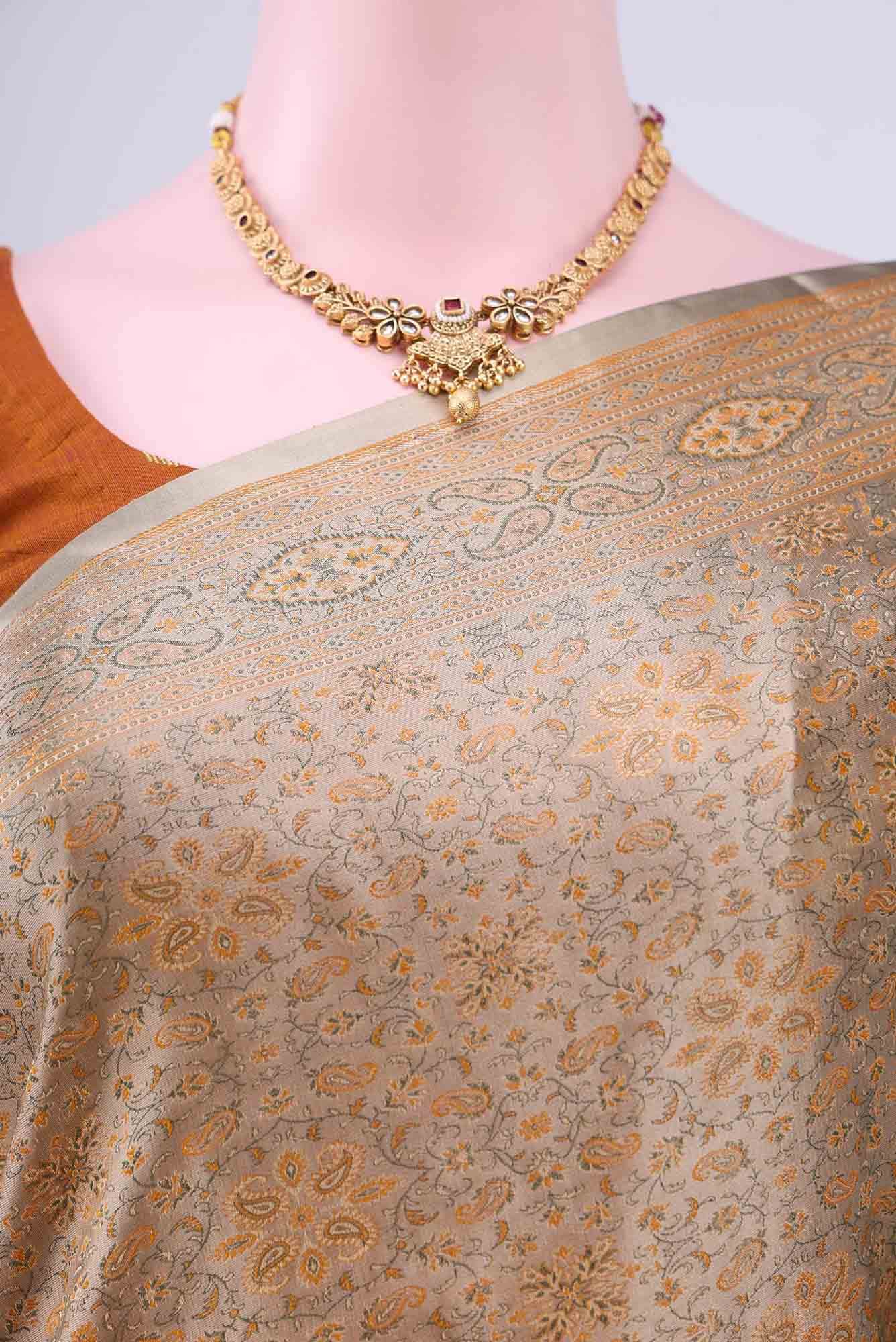 Beige Baluchari Silk Saree