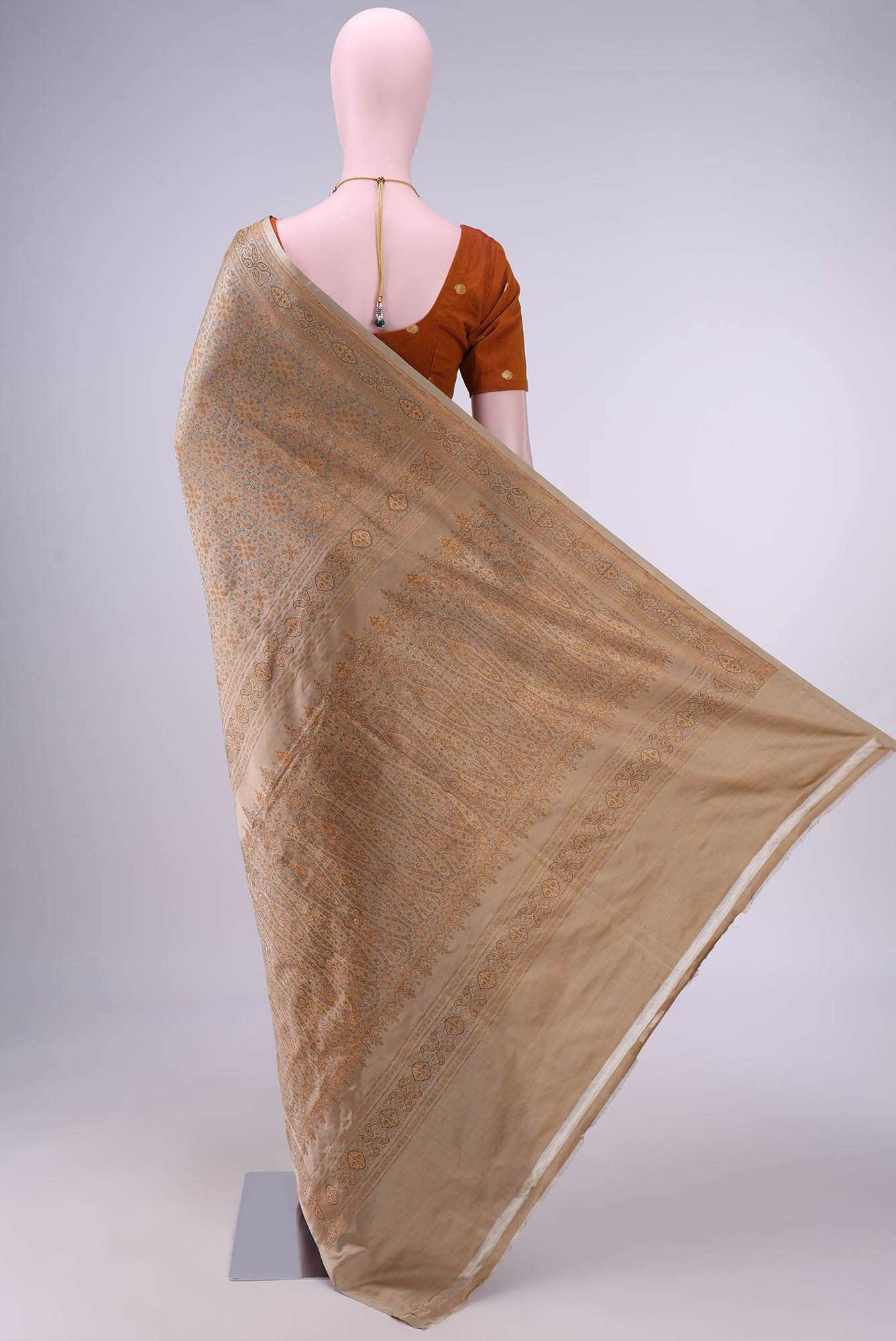 Beige Baluchari Silk Saree
