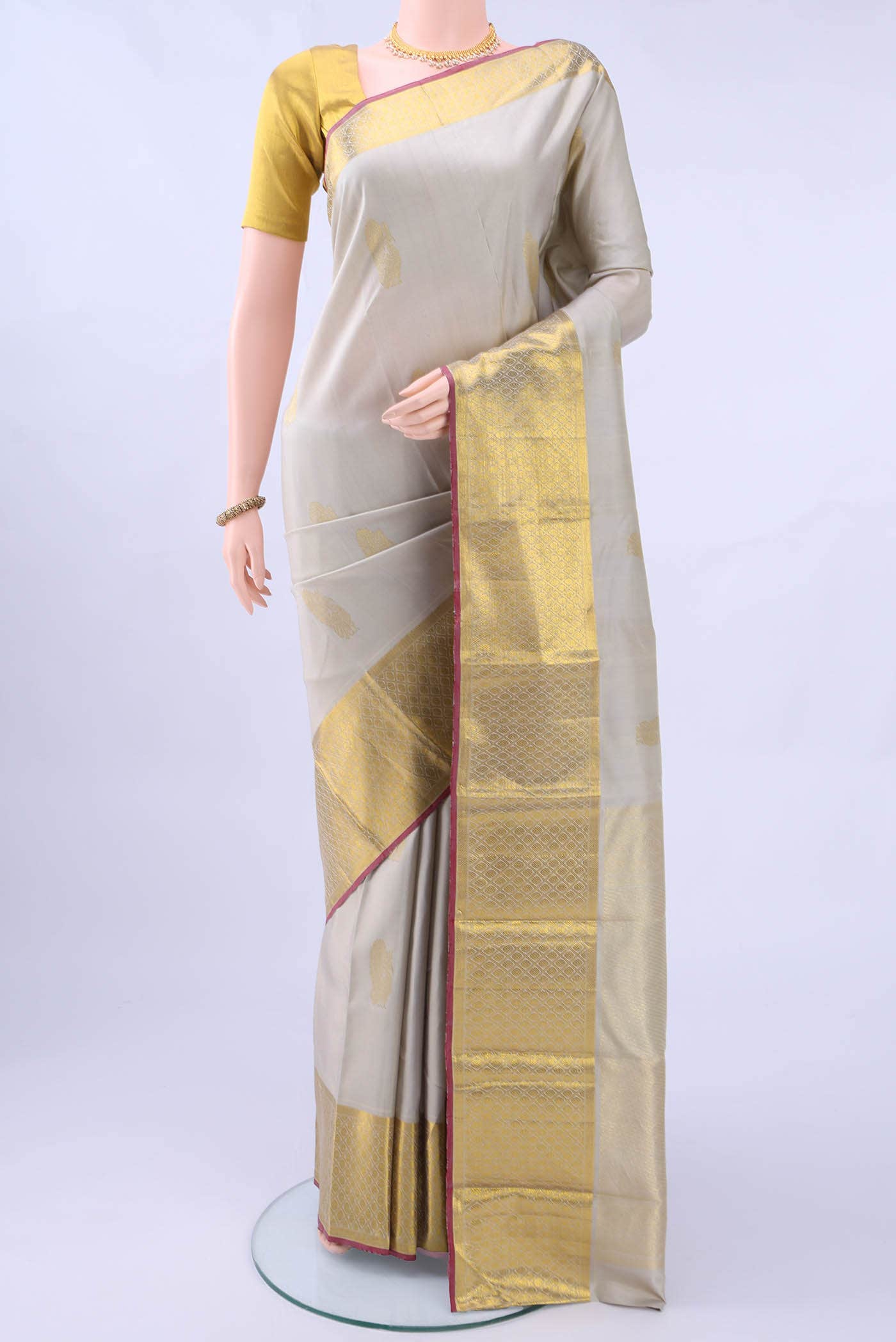 Davys Grey Kanchipuram Silk Saree