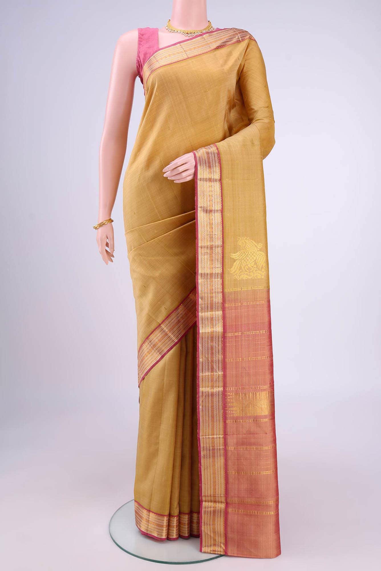 Dark Beige Kanchipuram Saree