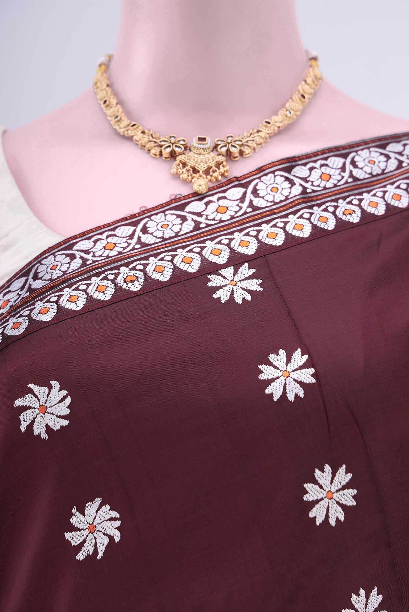 Maroon Assam Silk Saree