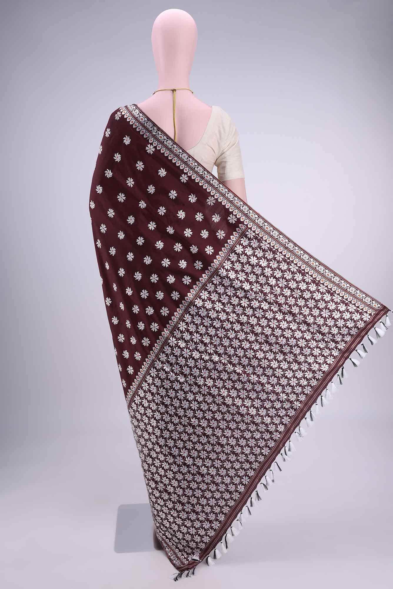 Maroon Assam Silk Saree