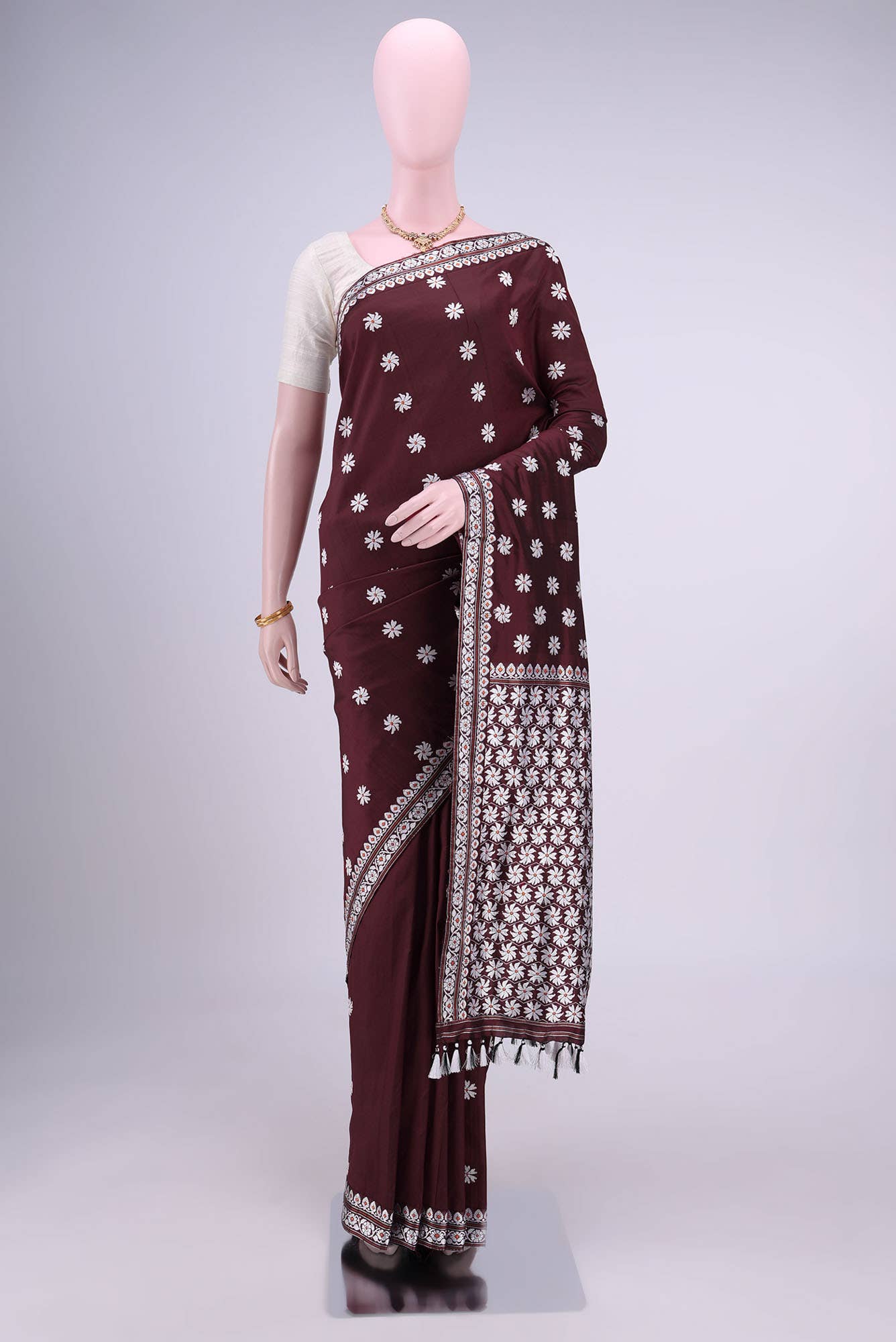 Maroon Assam Silk Saree
