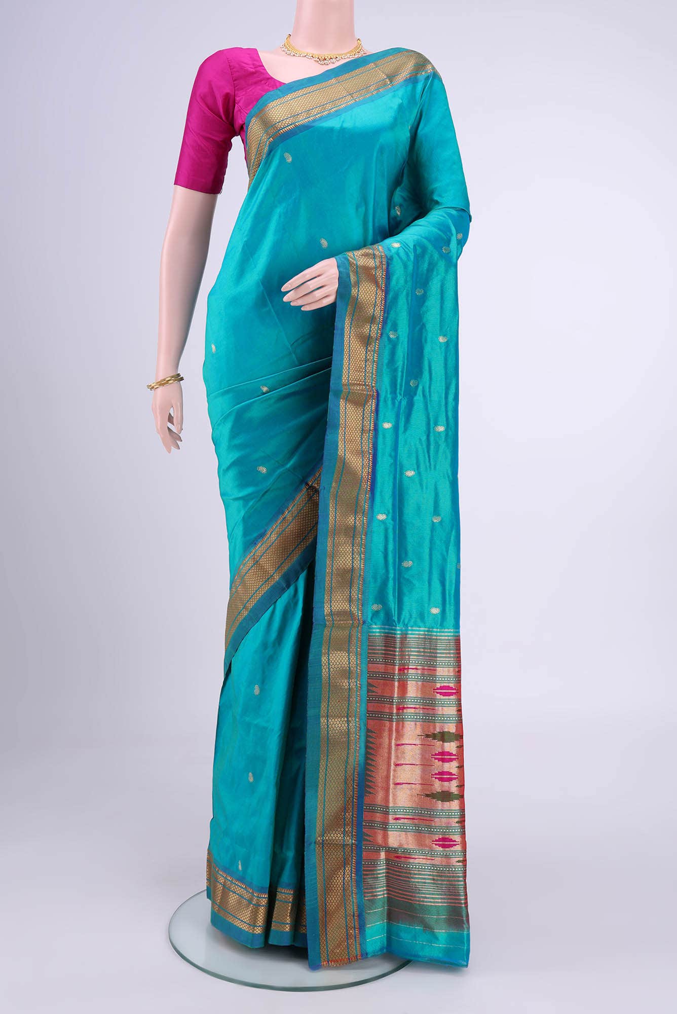 Sea Green Paithani Silk Saree