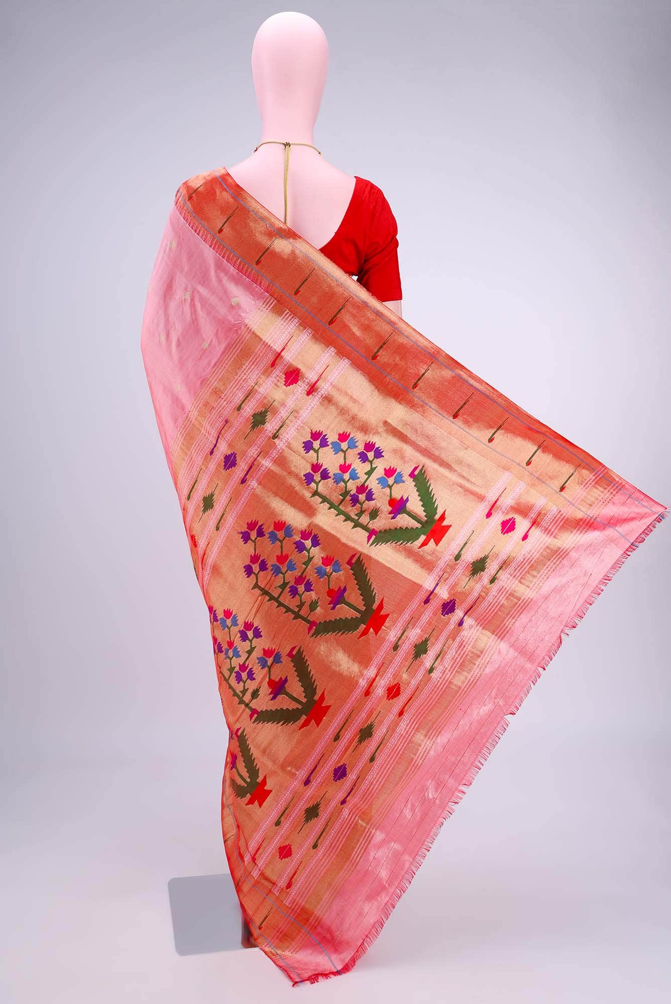 Golden Peach Paithani Silk Saree
