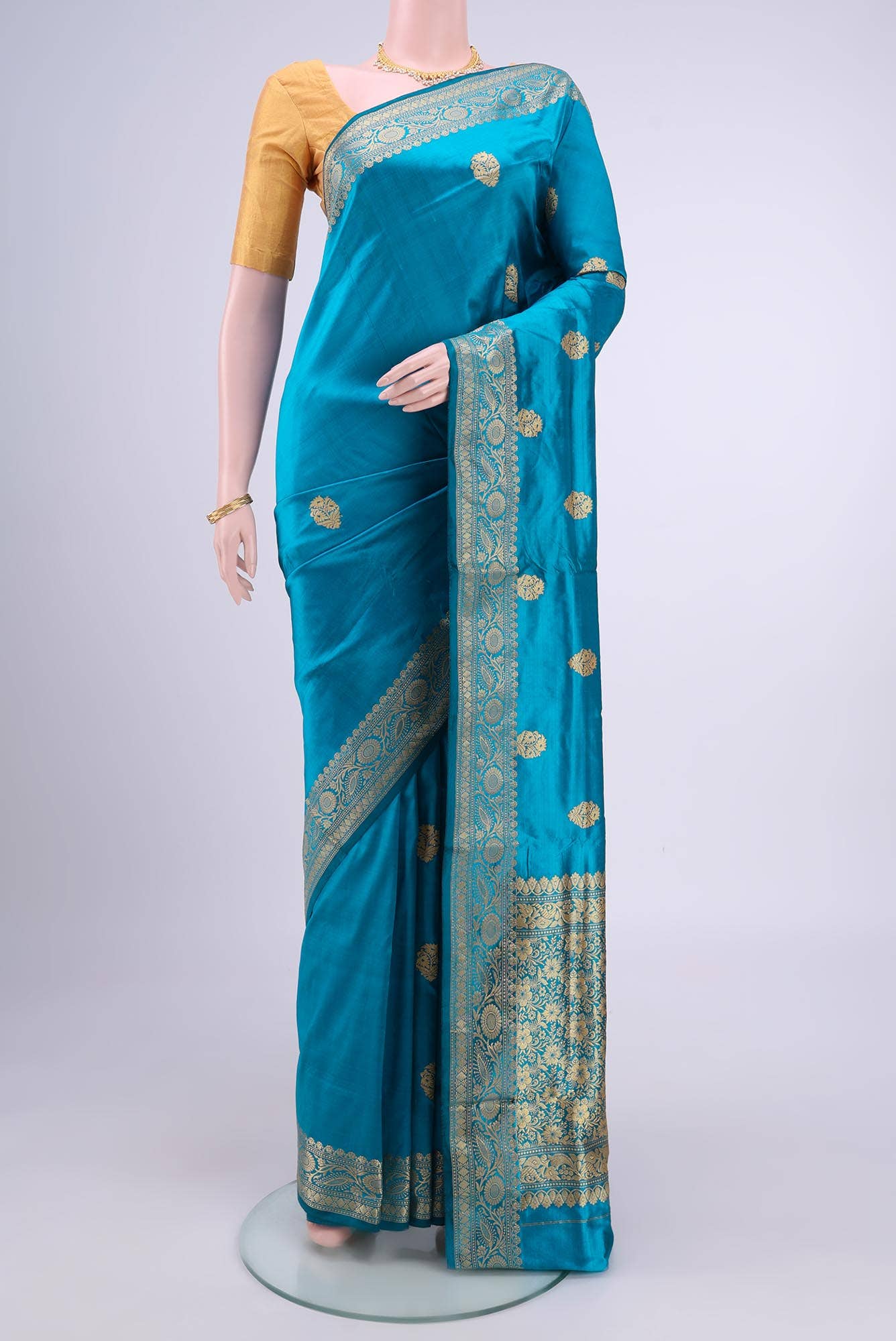 Blue Banarasi Katan Silk Saree