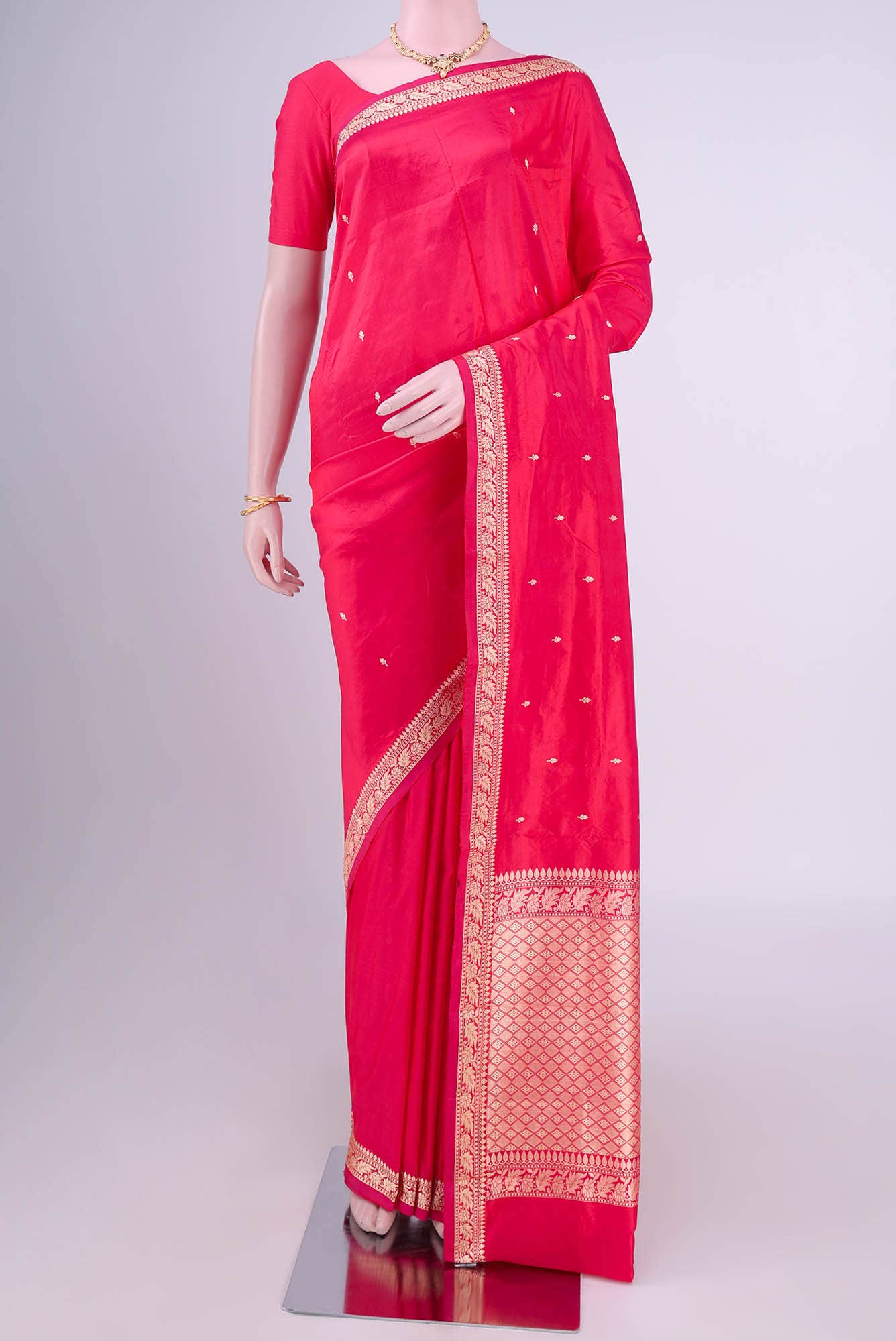 Rani Pink Banarasi Katan Silk Saree