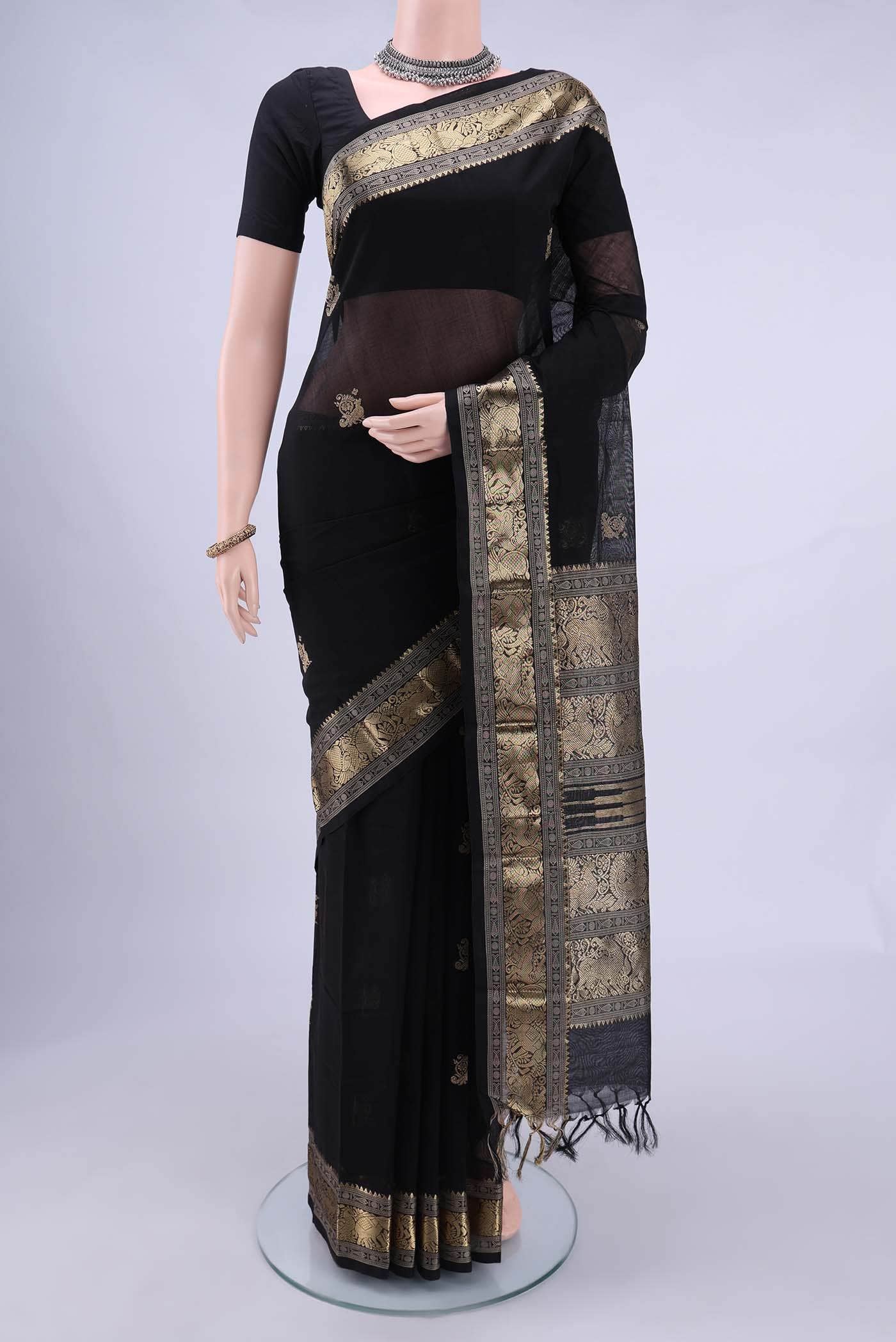 Black Kanchi Cotton Saree