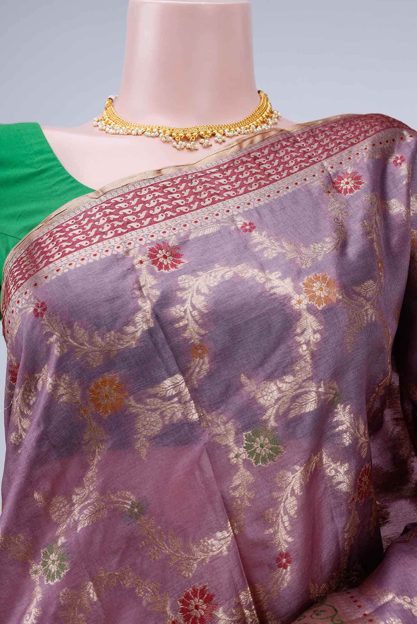 Mauve Banarasi Tussar Silk Saree