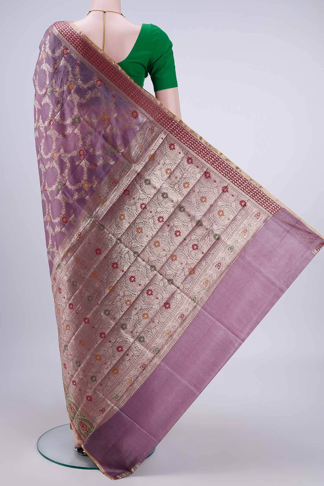Mauve Banarasi Tussar Silk Saree