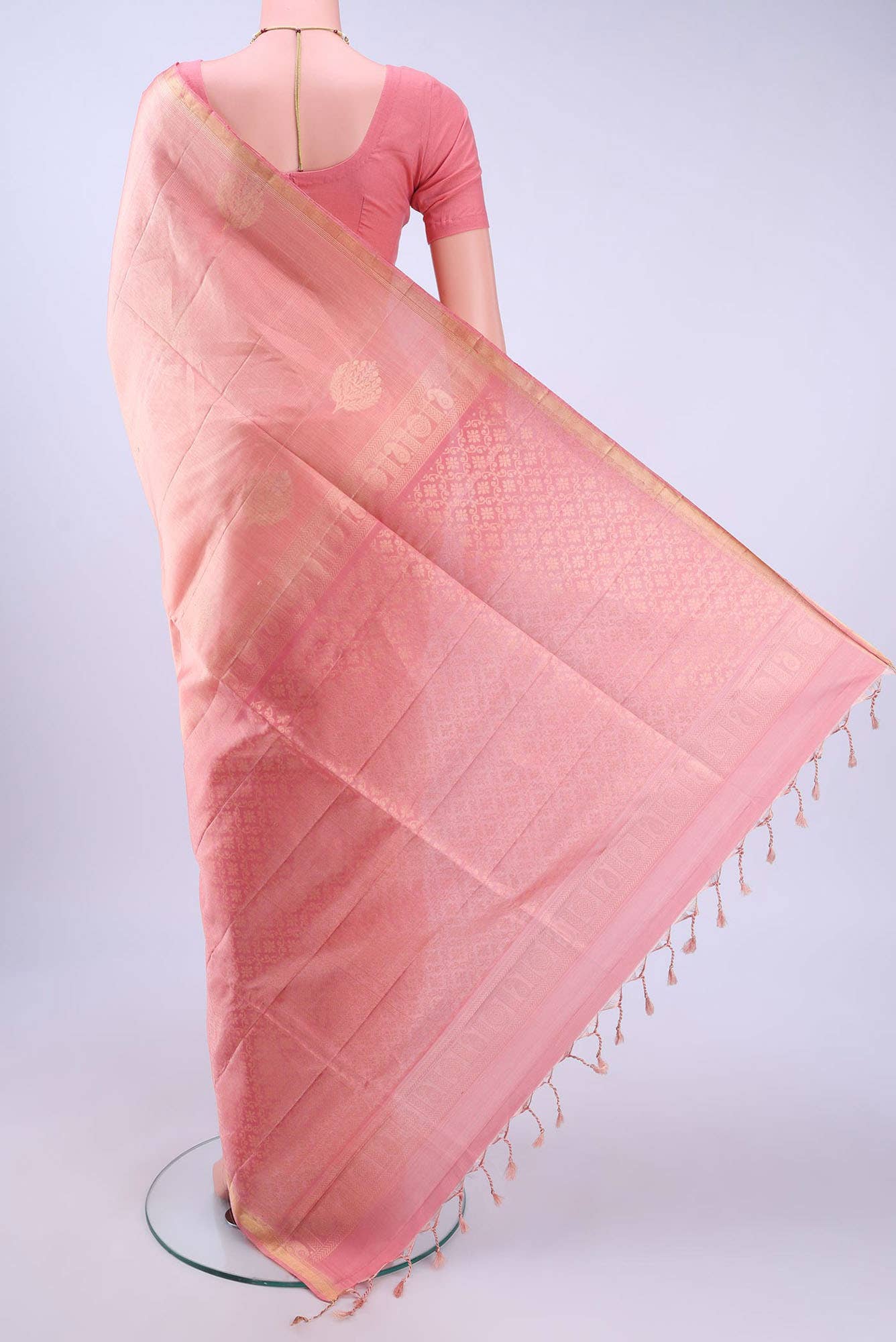 Golden Peach Soft Silk Saree