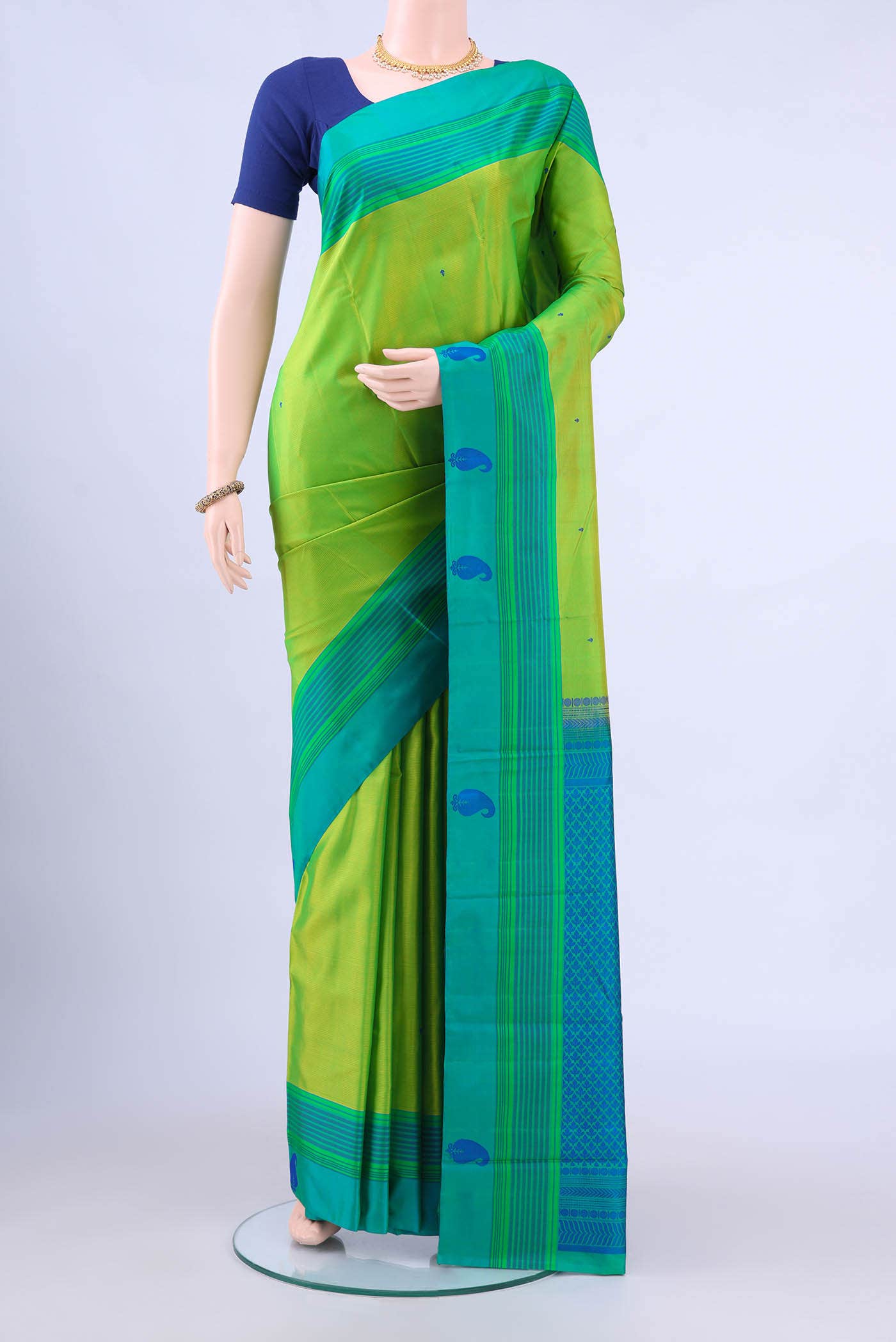 Parrot Green Soft Silk Saree