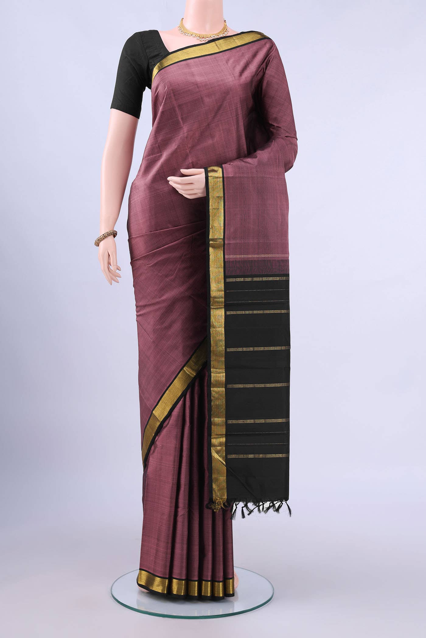 Coral Dual Tone Kanchipuram Silk Saree