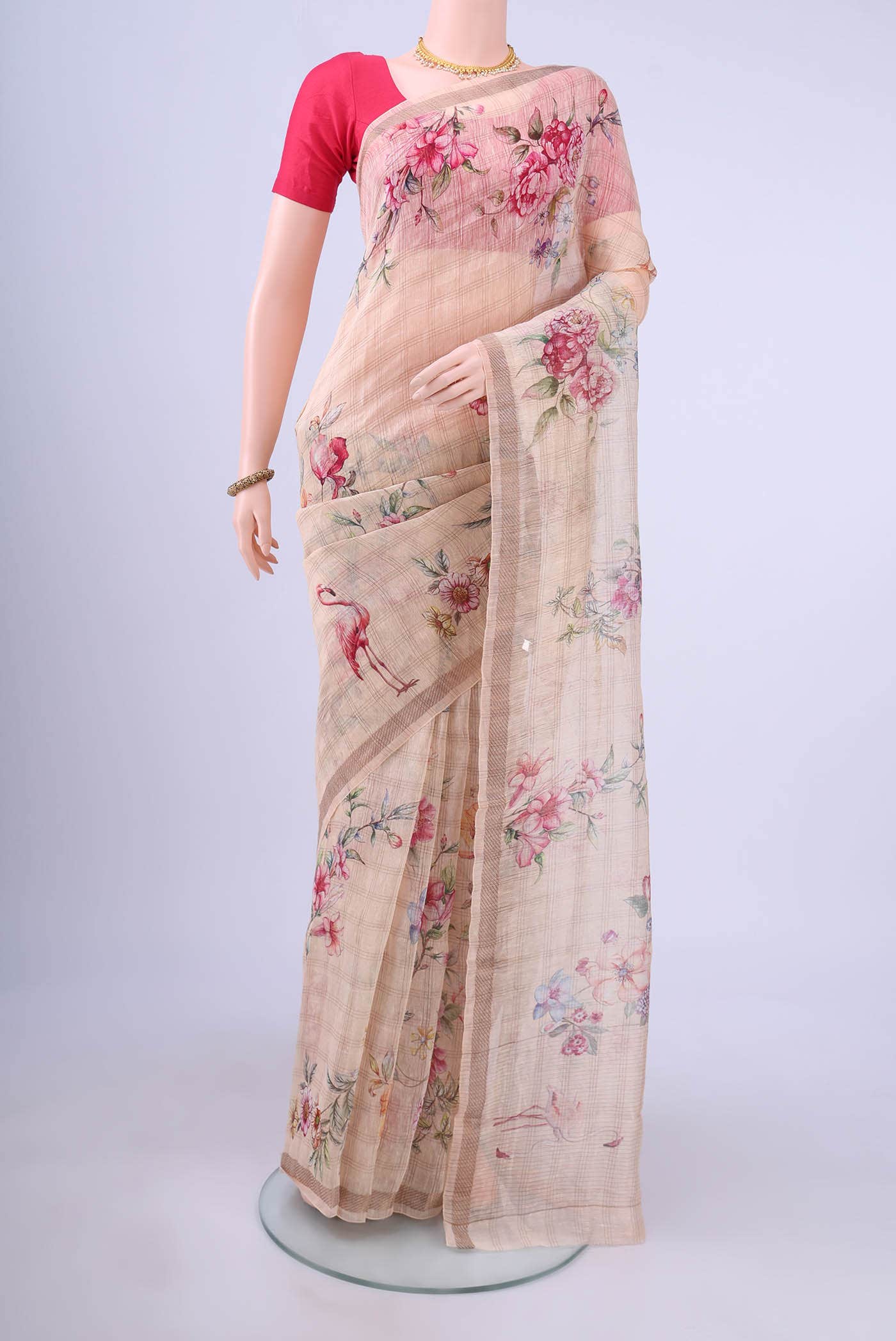 Beige Linen Saree