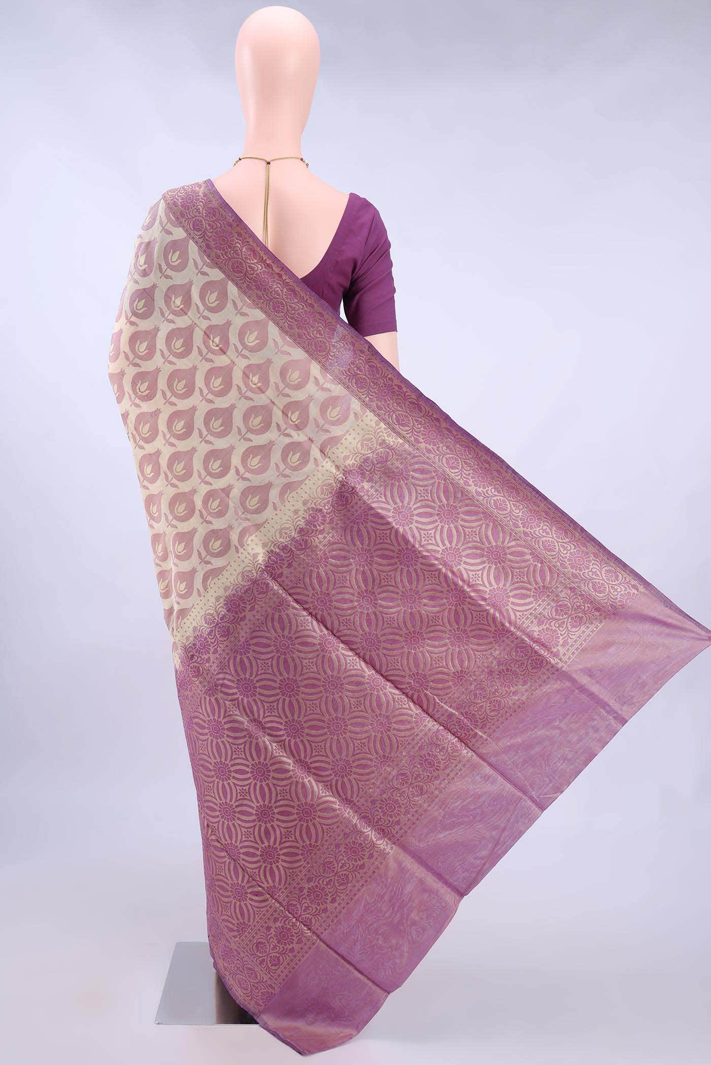 Beige Banarasi Silk Saree