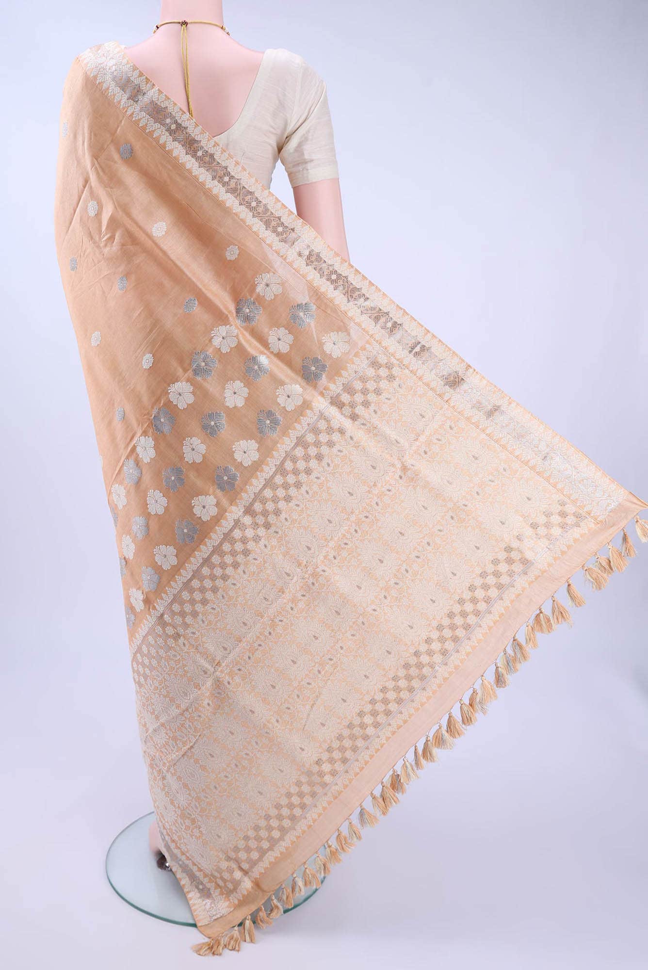 Beige Assam Cotton Saree