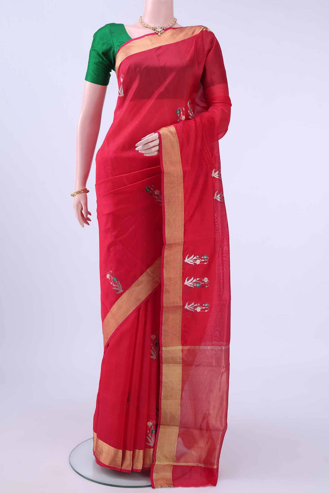 Imperial Red Chanderi Silk Saree