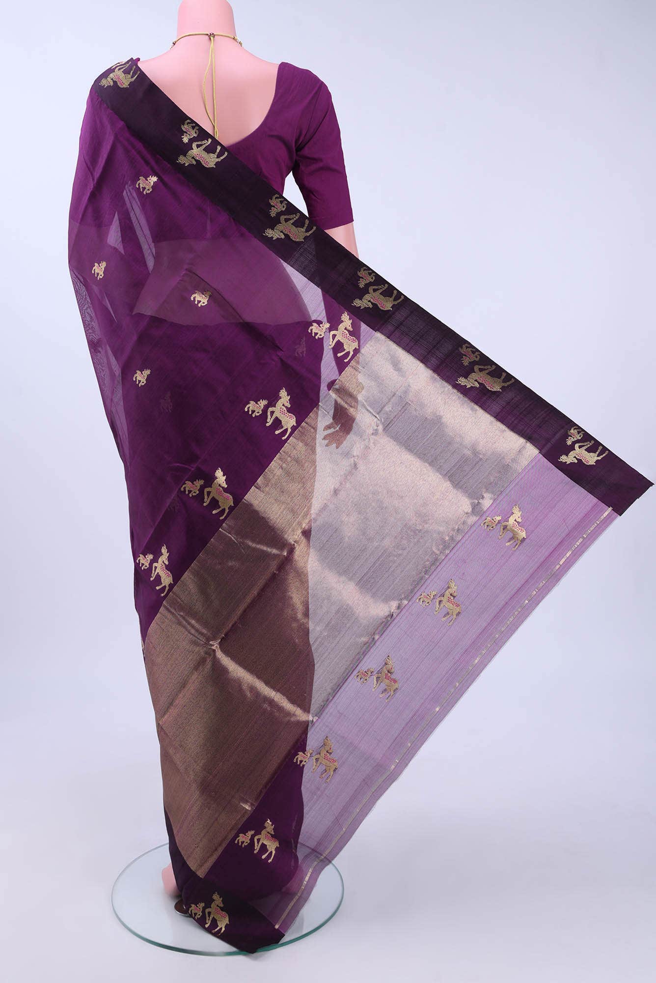 Burgundy Chanderi Silk Saree