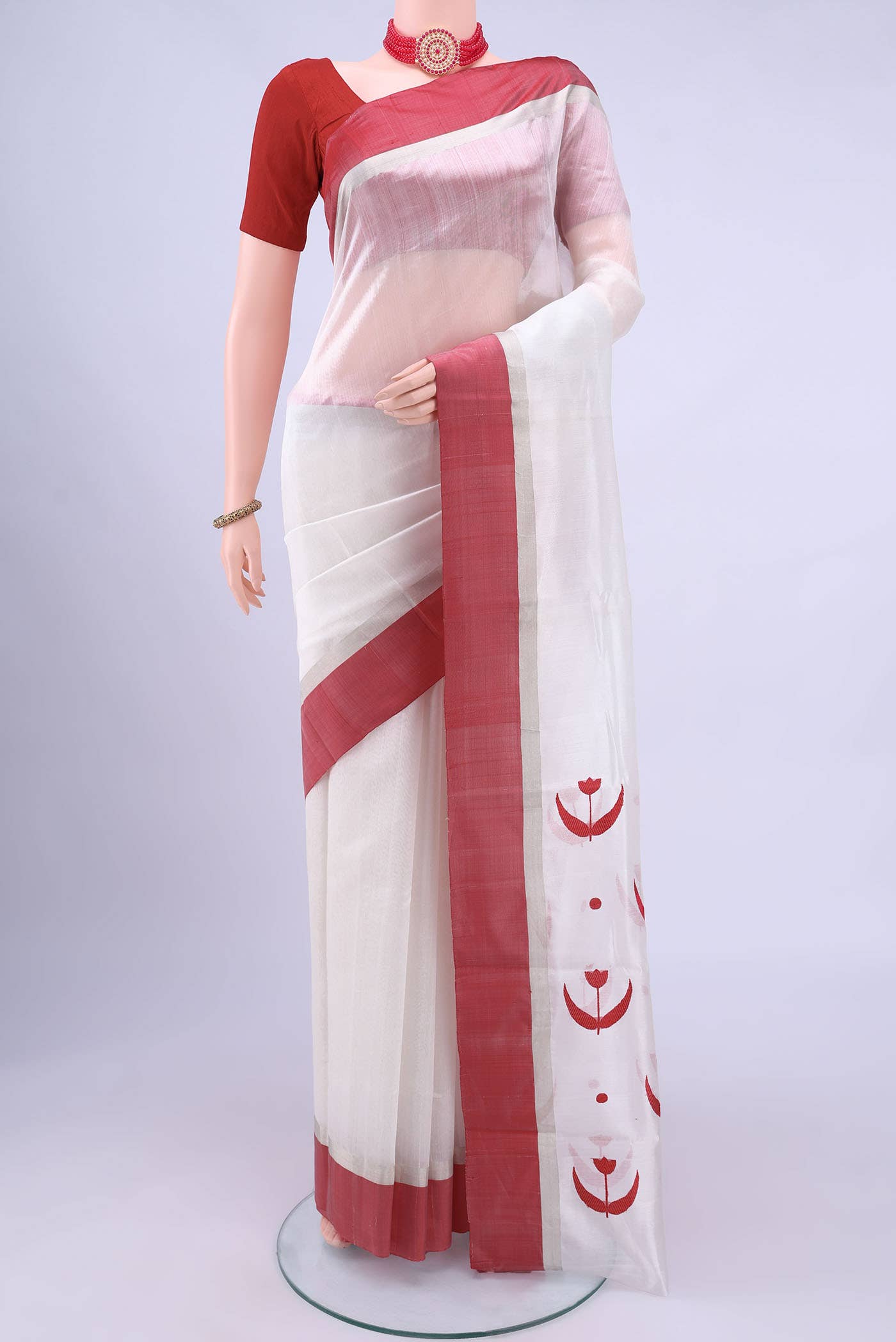 White Chanderi Silk Cotton Saree