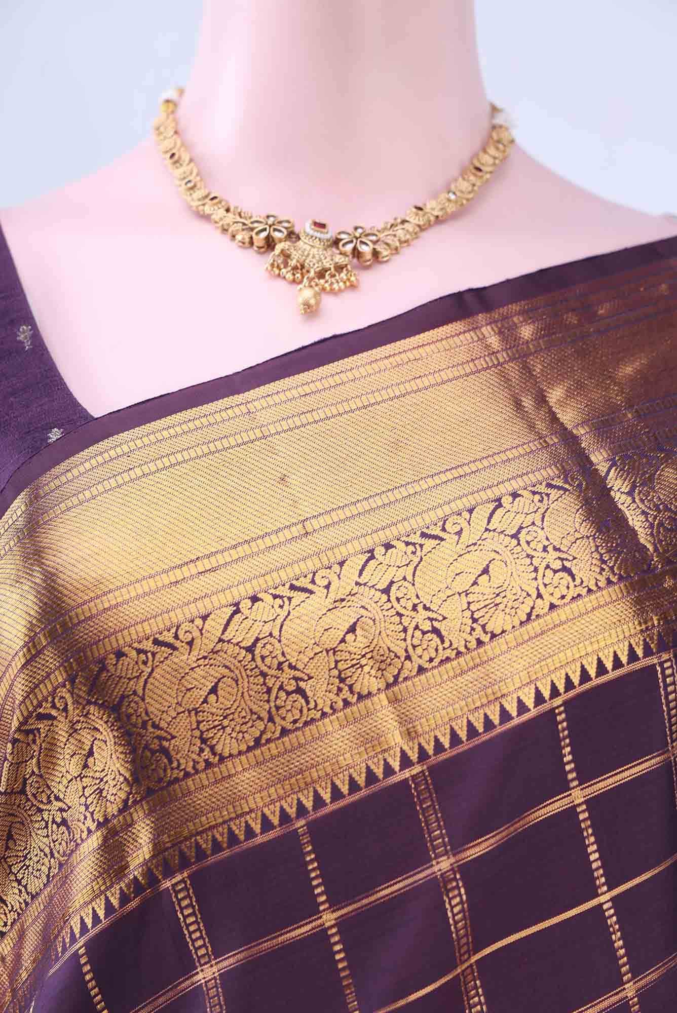 Burgundy Kanchipuram Silk Saree