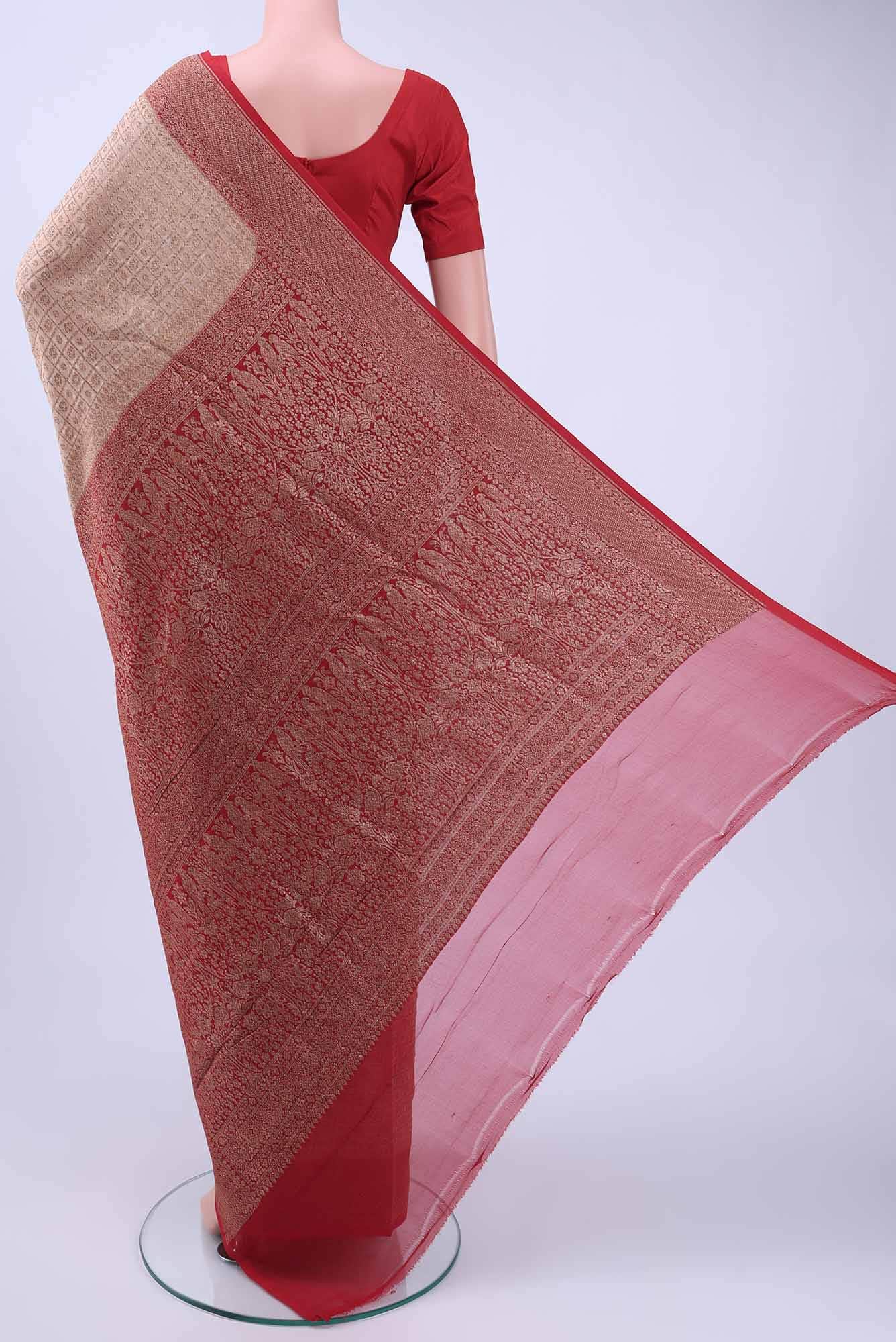 Beige Banarasi Georgette Saree