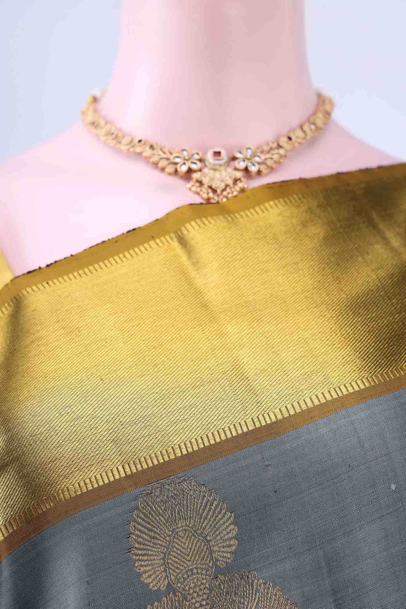 Grey Kanchipuram Silk Saree