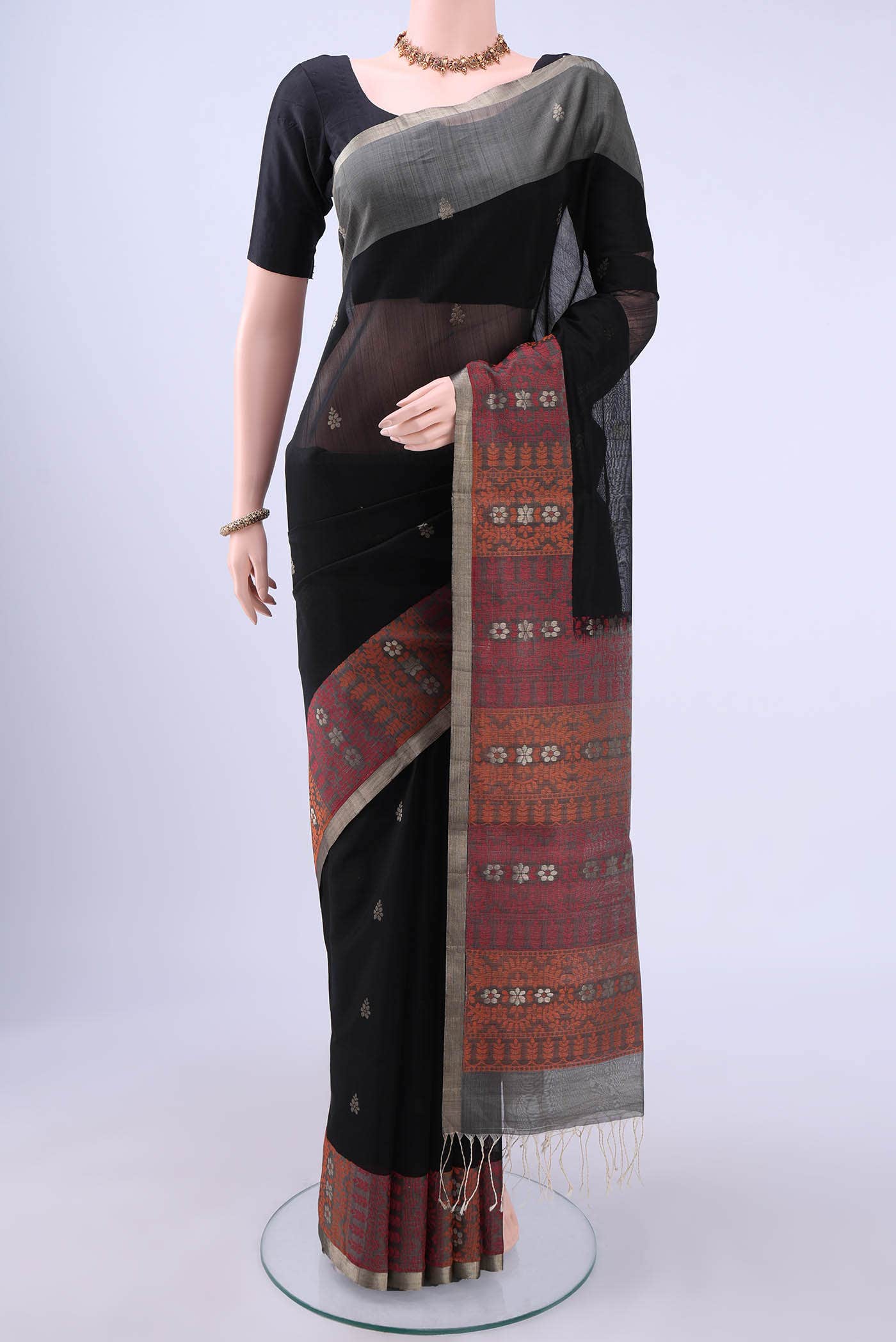 Black Coimbatore Silk Cotton Saree