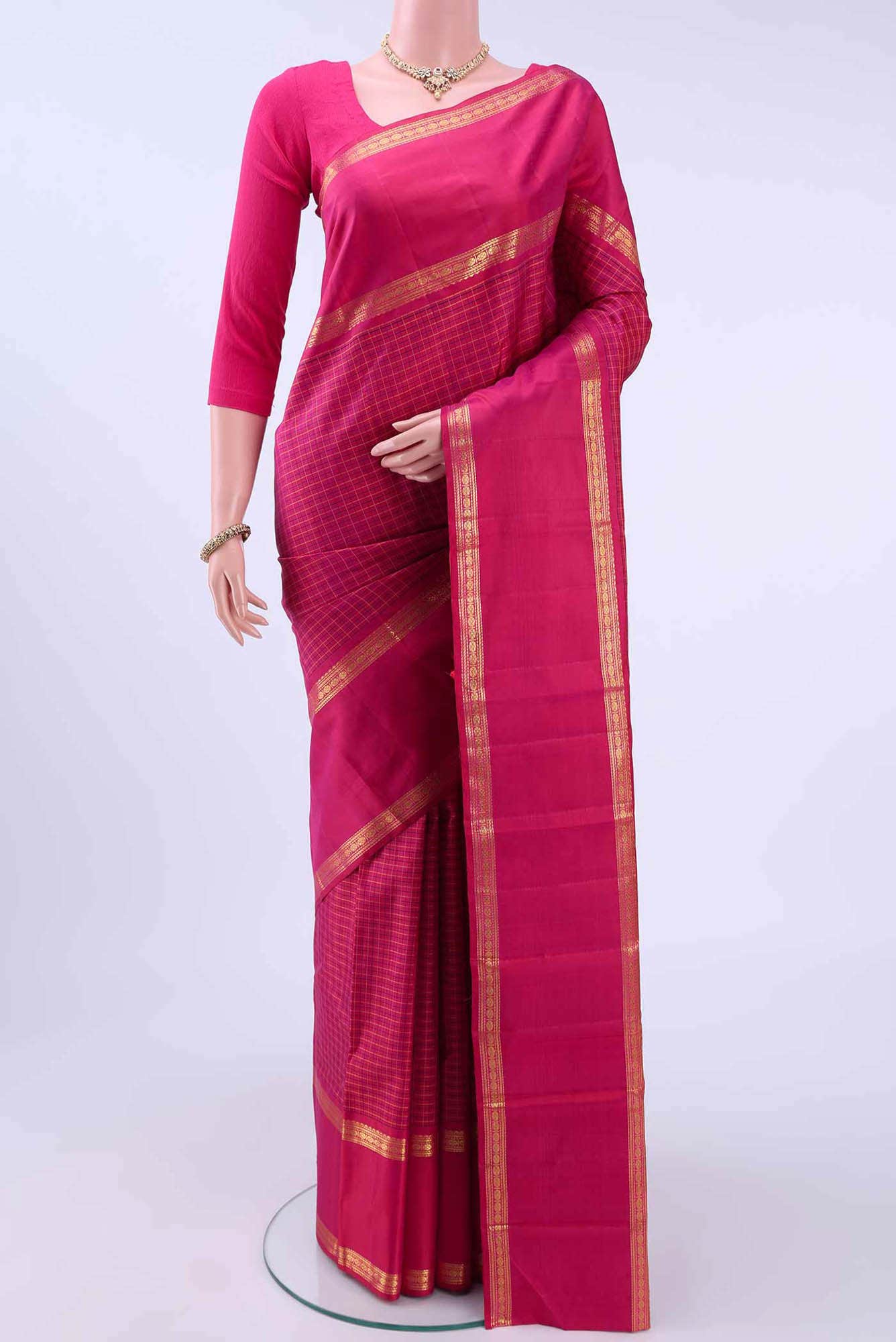 Dark Pink Kanchipuram Silk Saree
