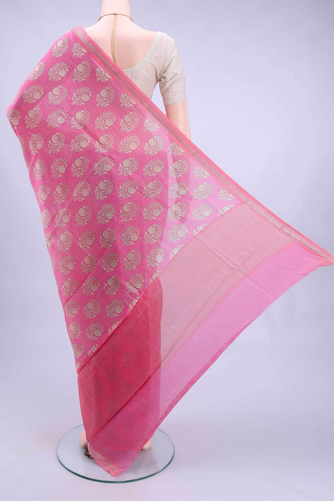 Pink Chanderi Silk Saree