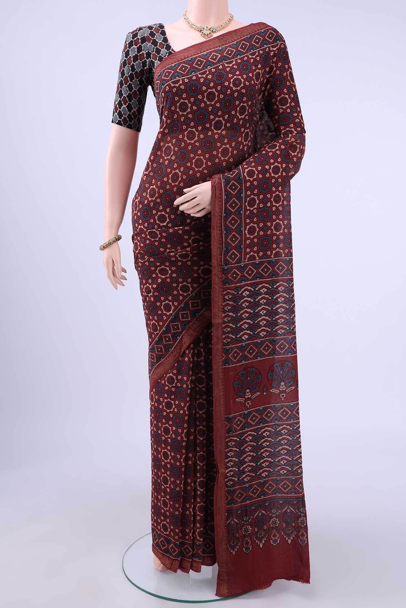 Maroon Chanderi Silk Cotton Saree