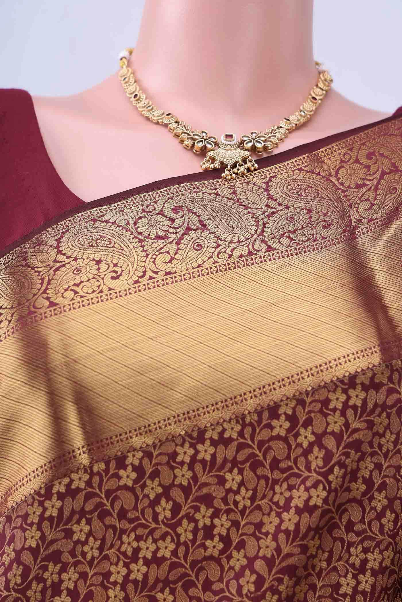Brown Bangalore Silk Saree