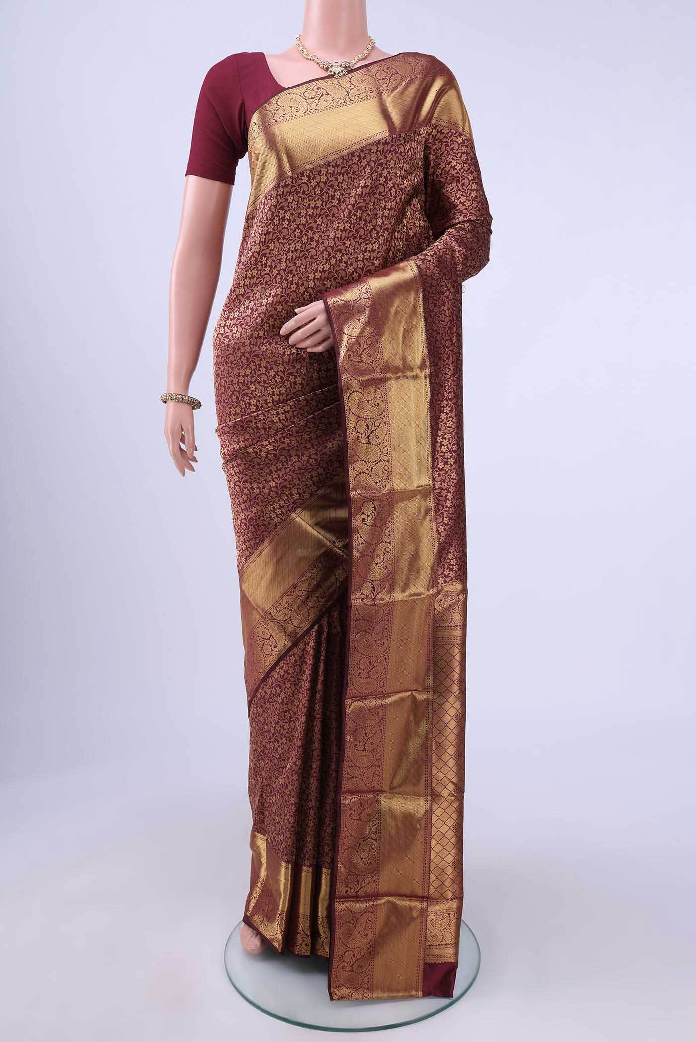 Brown Bangalore Silk Saree