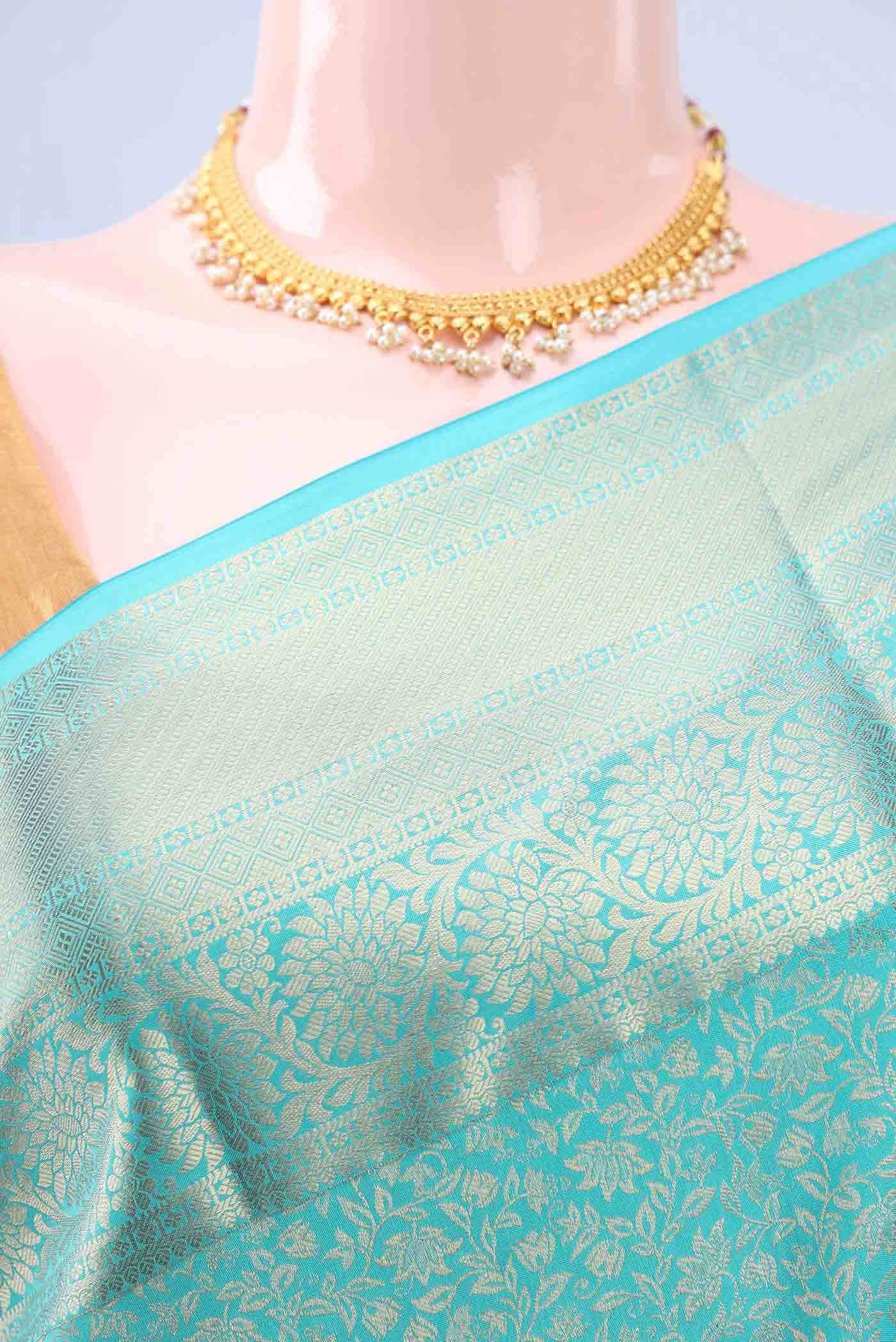 Sky Blue Bangalore Silk Saree