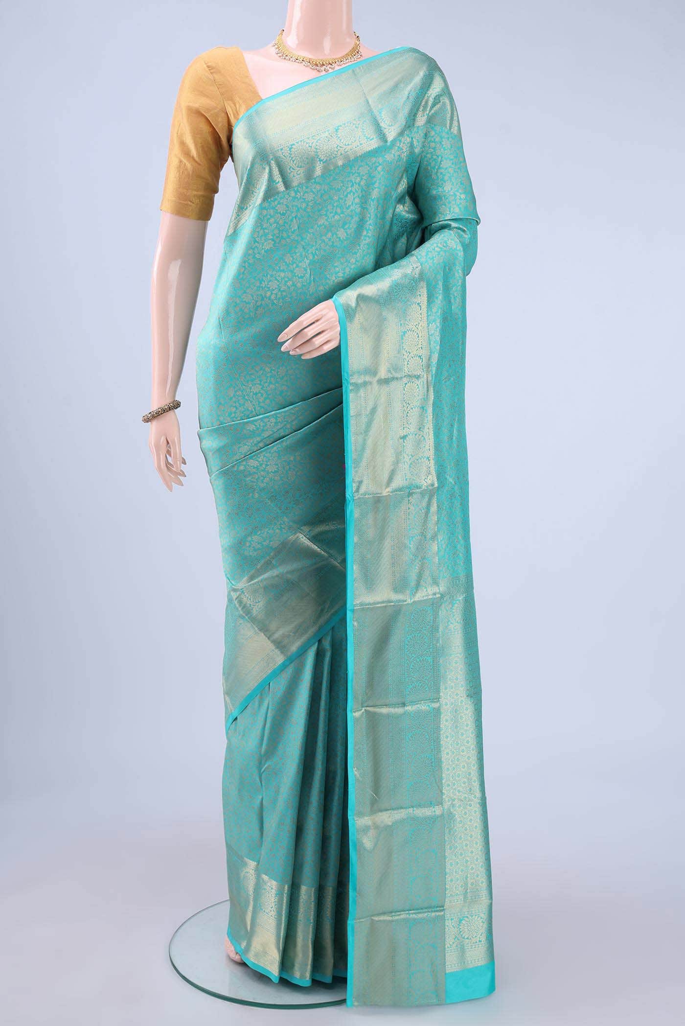 Sky Blue Bangalore Silk Saree