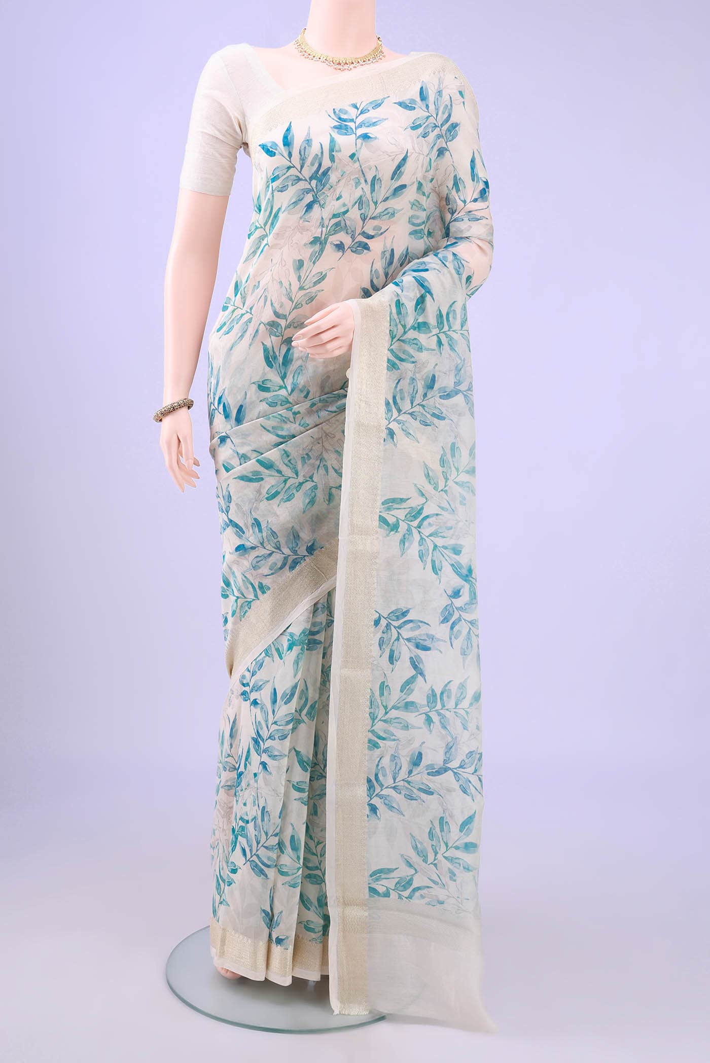 Off White Chanderi Silk Saree