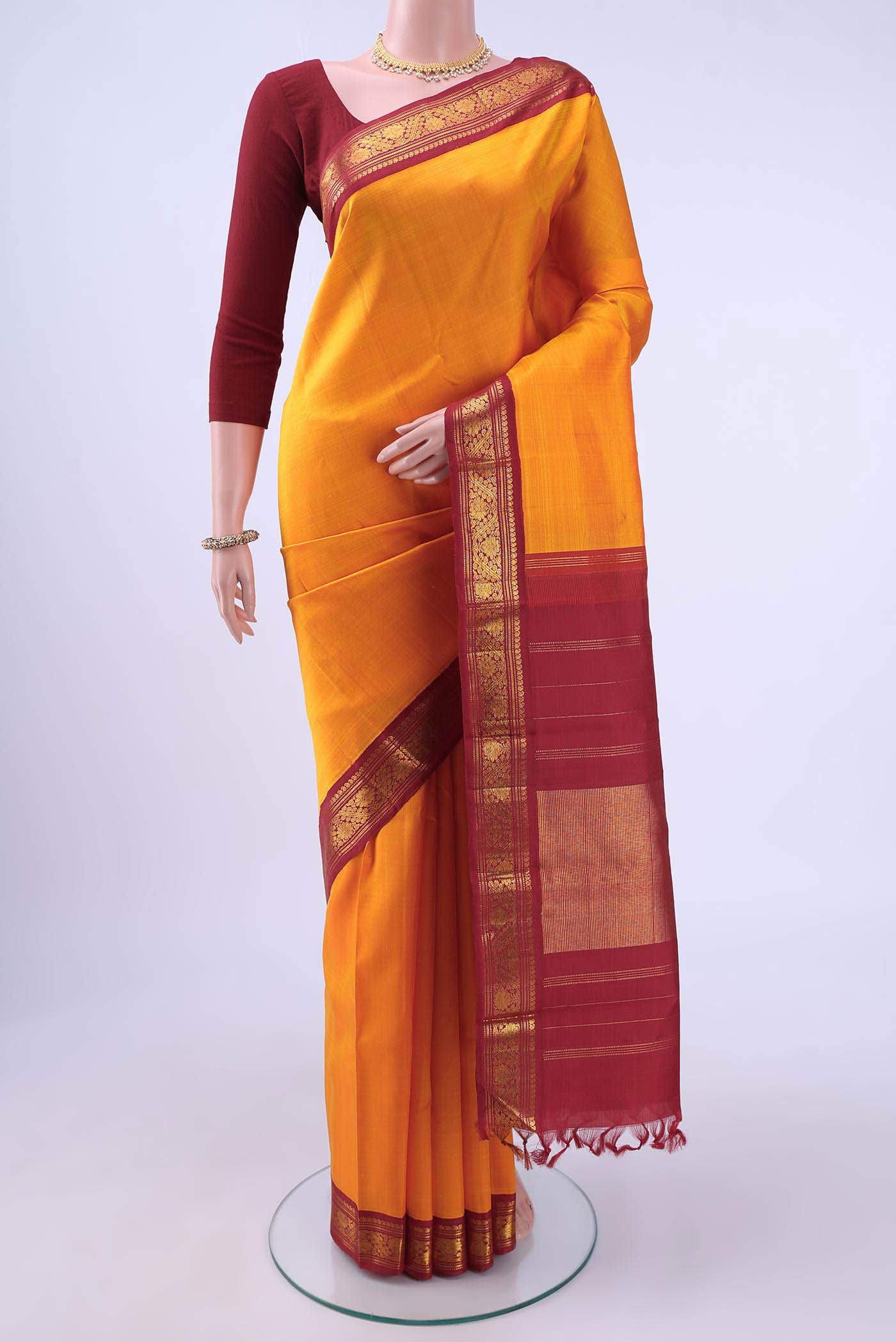 Yellow Kanchipuram Silk Saree