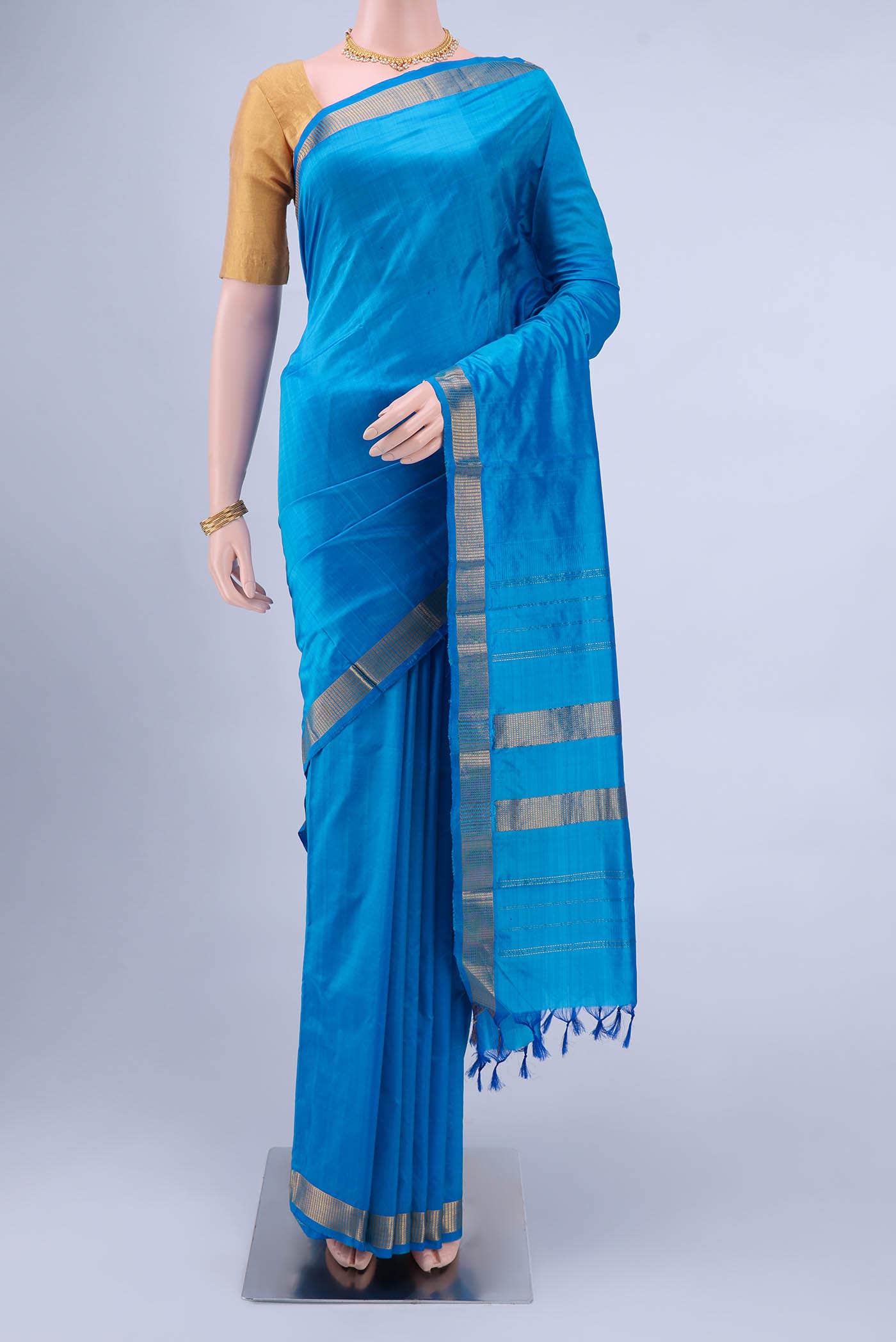 Dark Blue Kanchipuram Silk Saree