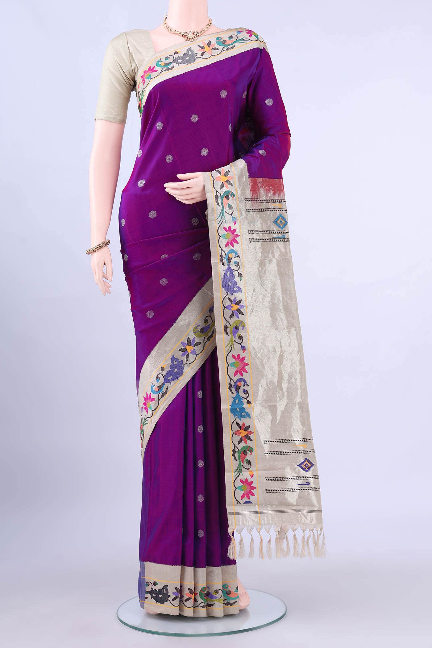 Magenta Dual Tone Gadwal Silk Saree