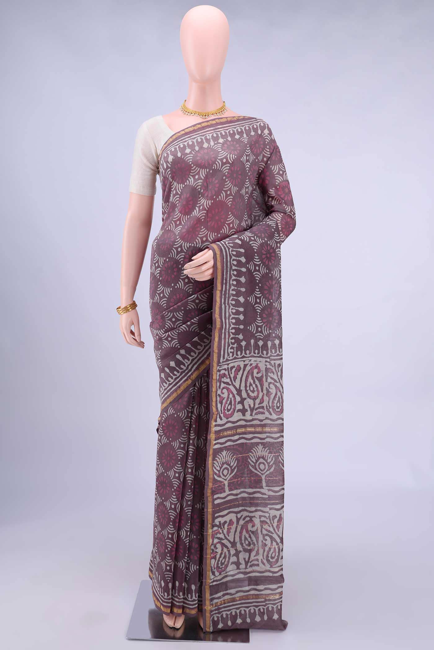 Mauve Chanderi Silk Saree