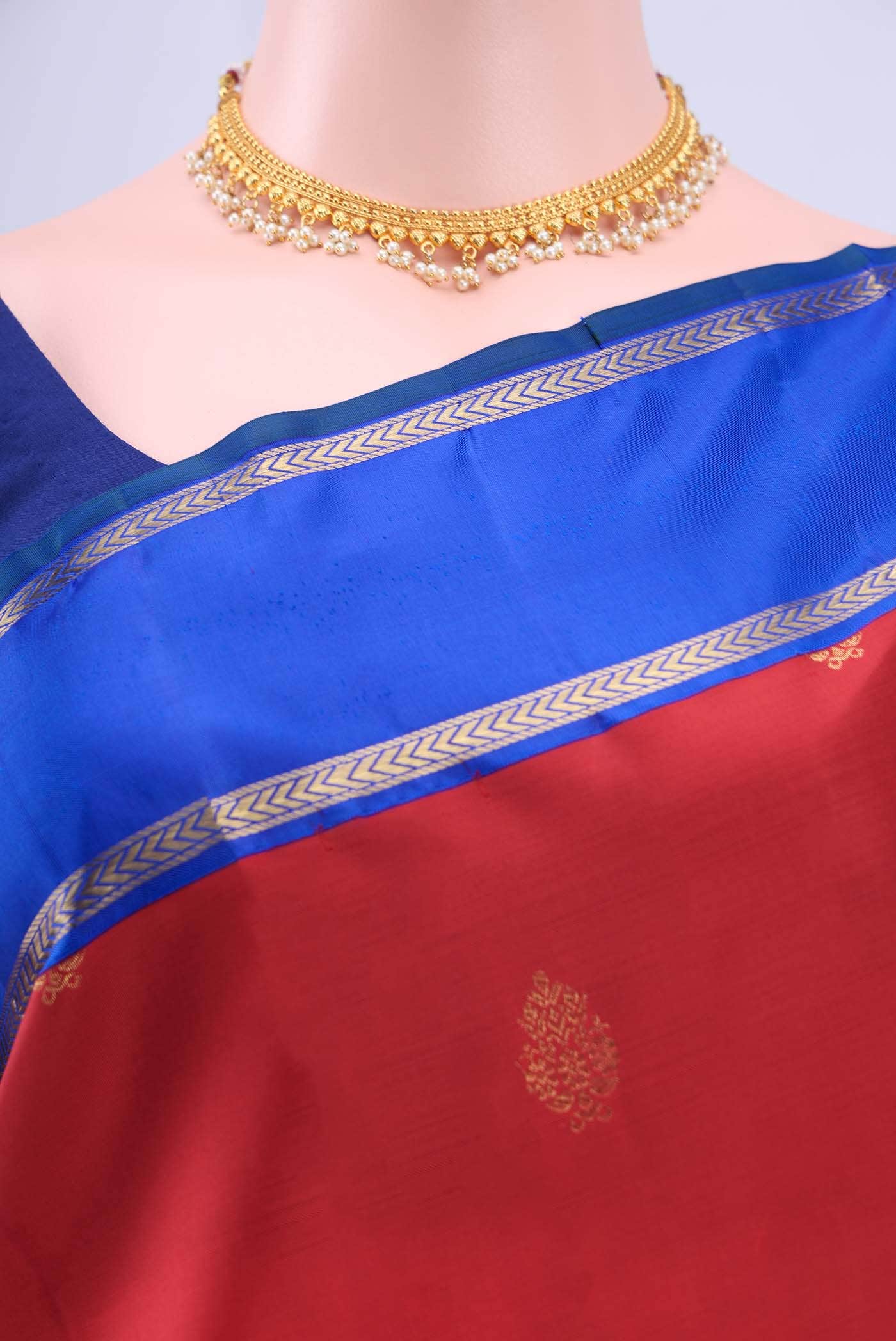 Deep Red Kanchipuram Silk Saree