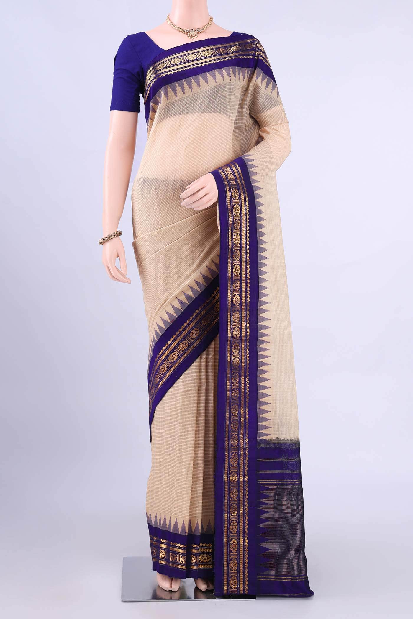 Beige Gadwal cotton Saree
