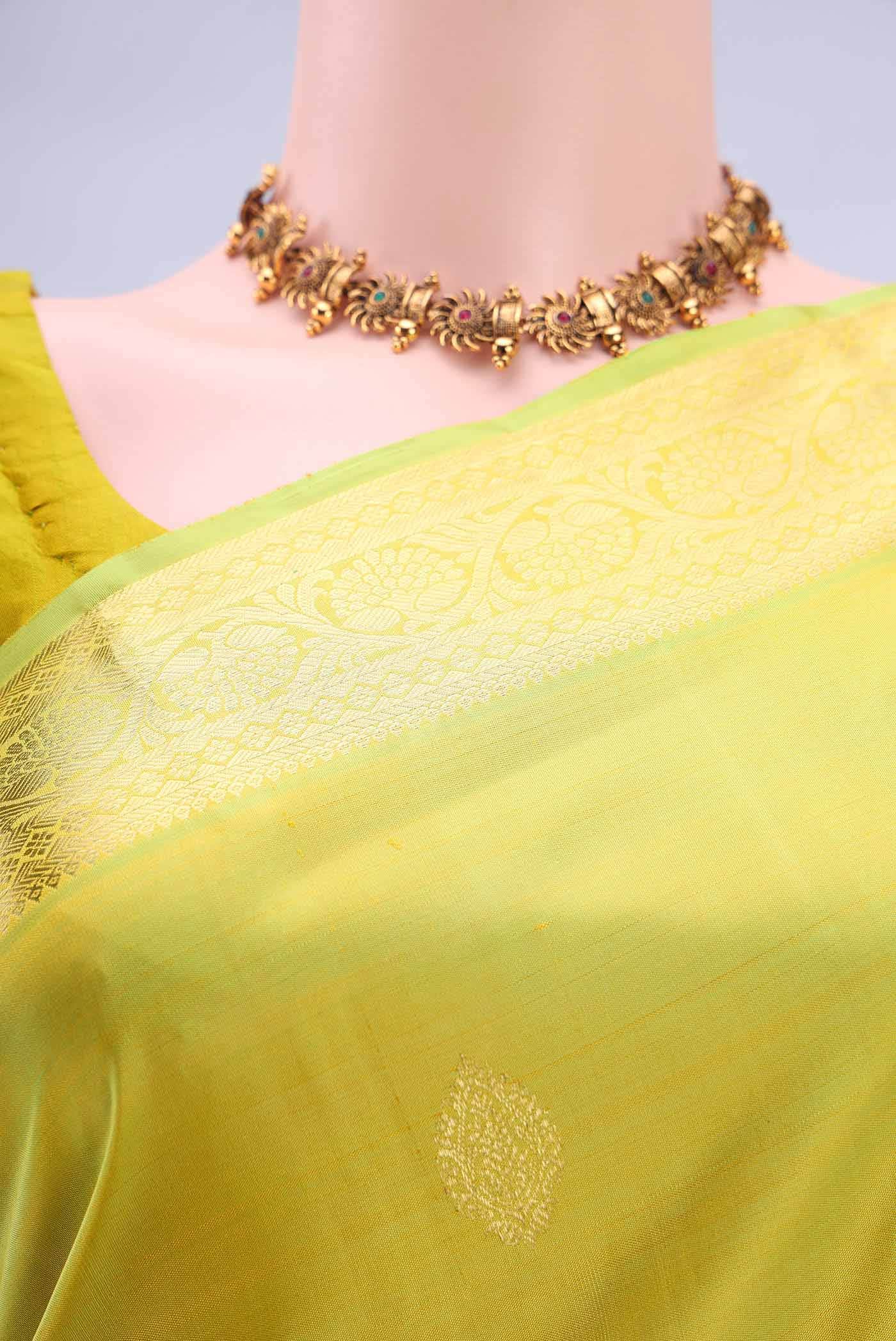 Acid Green Kanchipuram Saree