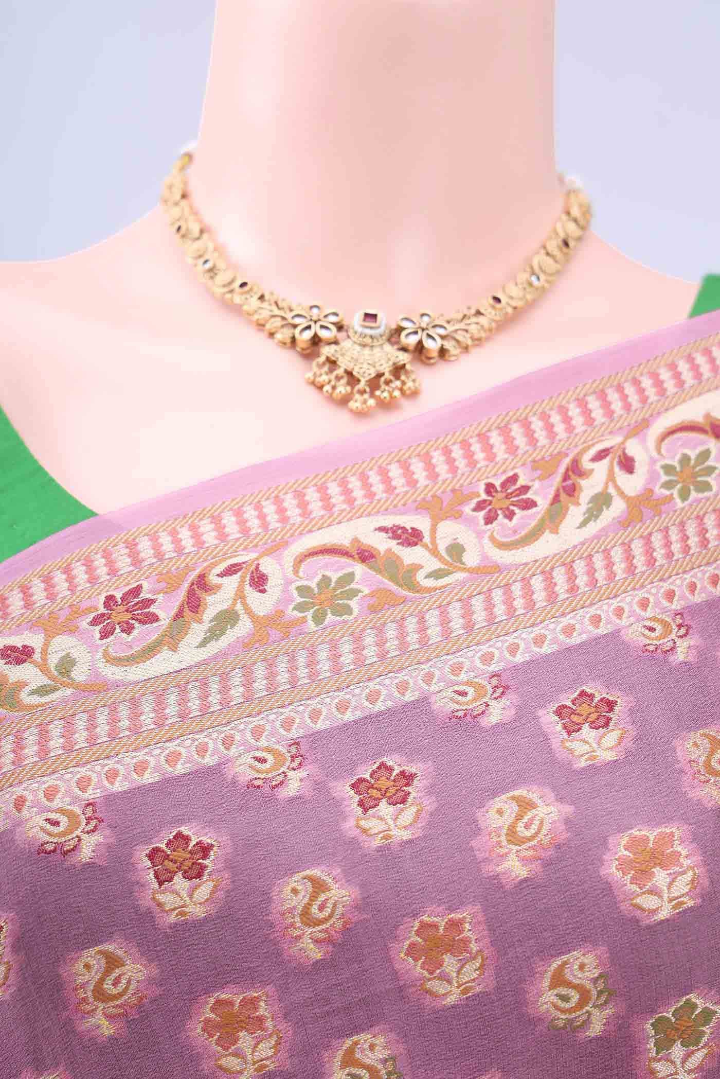 Pink Banarasi Georgette Saree