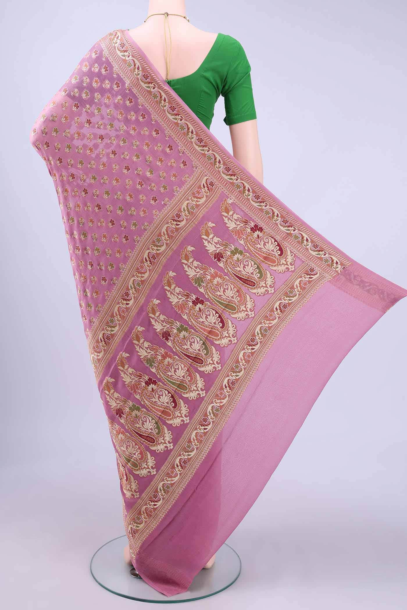 Pink Banarasi Georgette Saree