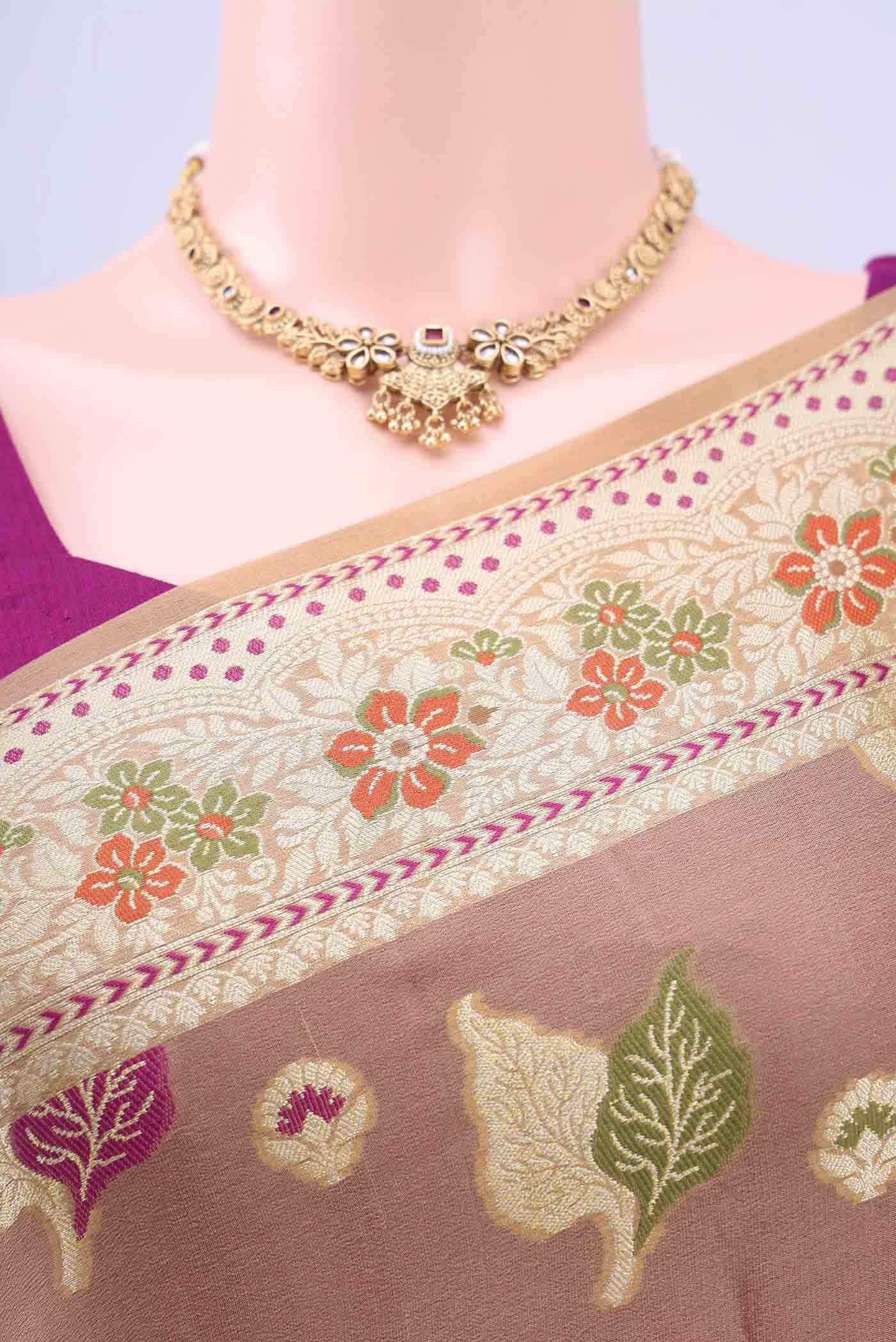 Beige Banarasi Georgette Saree