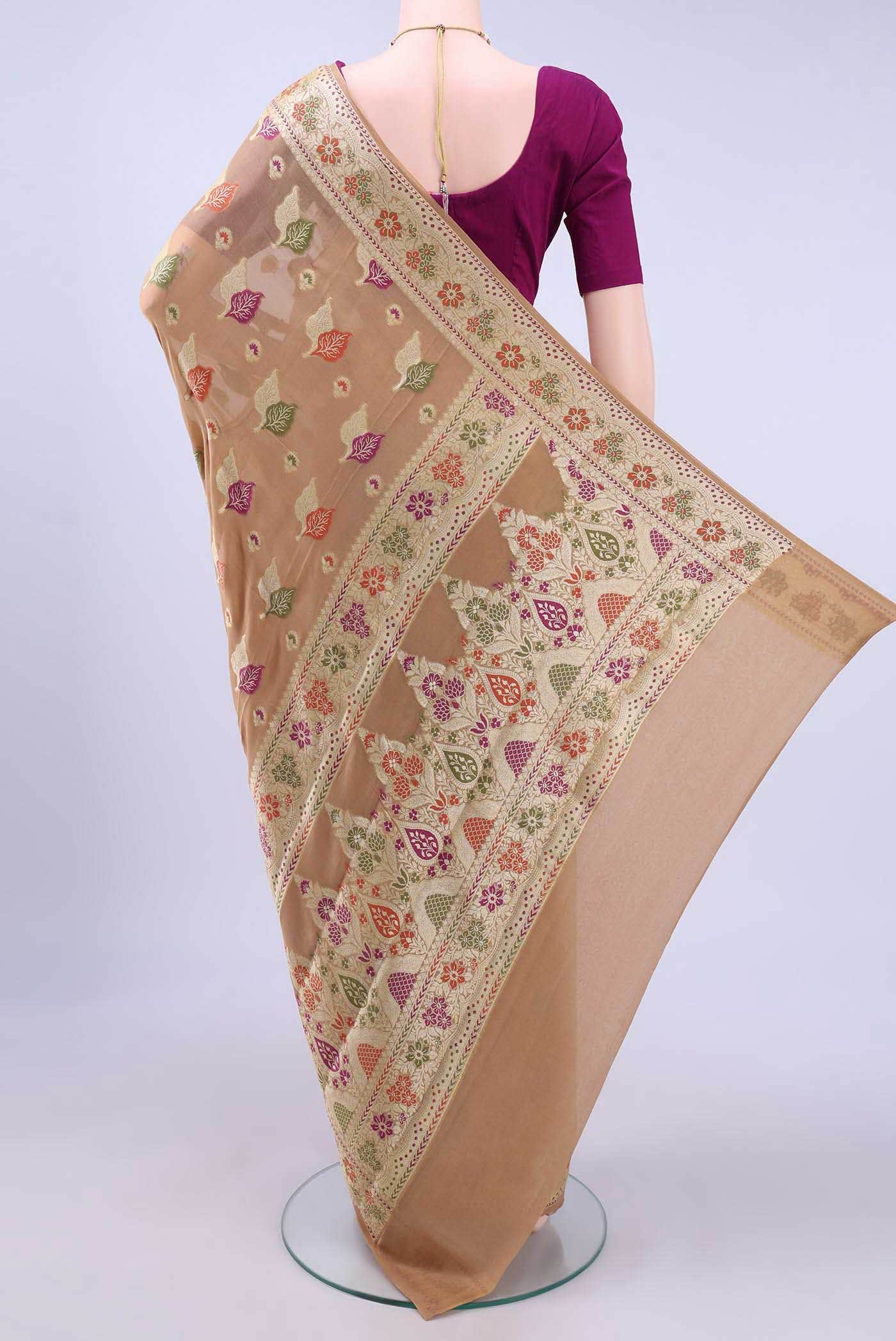 Beige Banarasi Georgette Saree