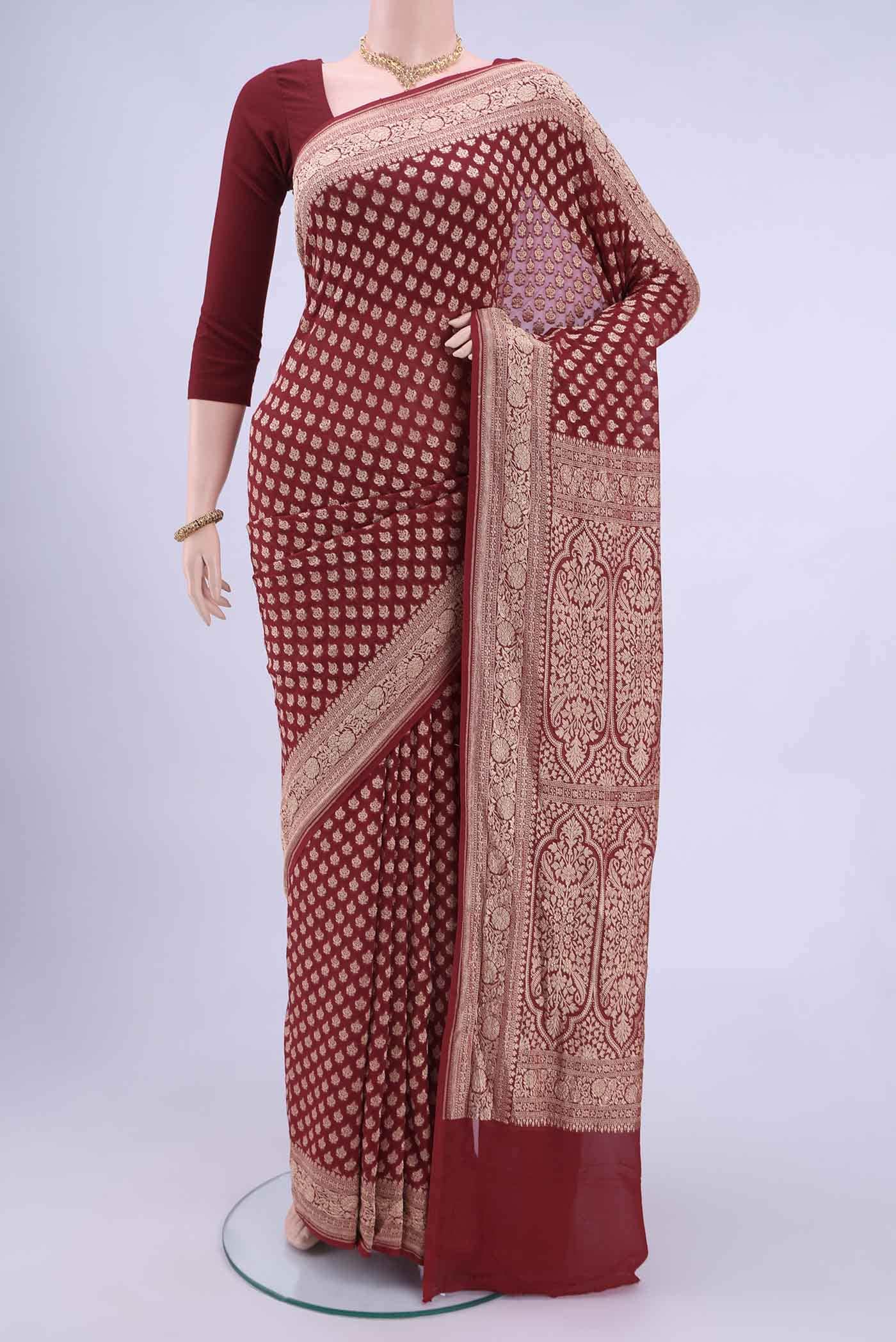 Maroon Banarasi Georgette Saree